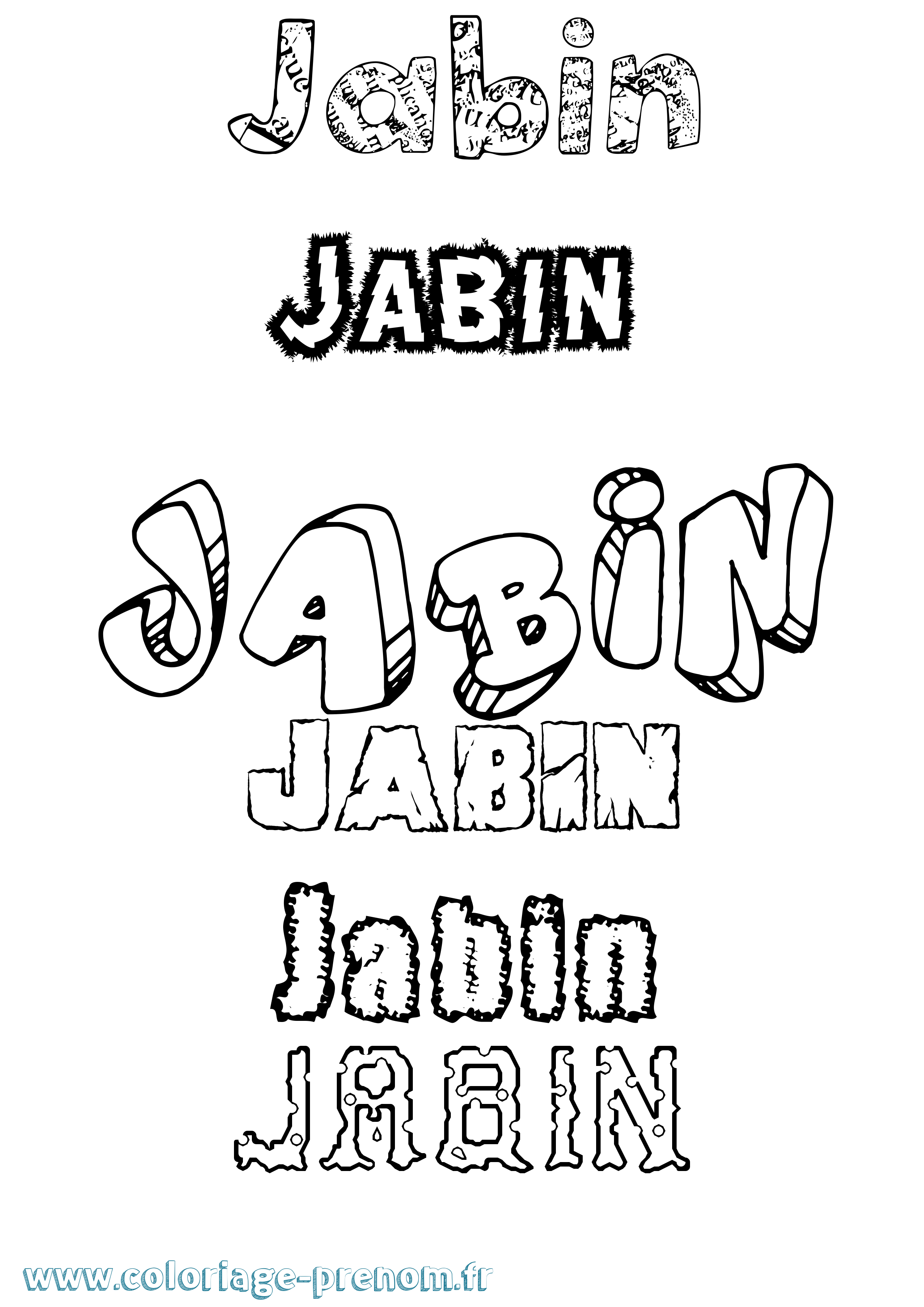 Coloriage Jabin Destructuré Coloriage prénom Jabin Destructuré