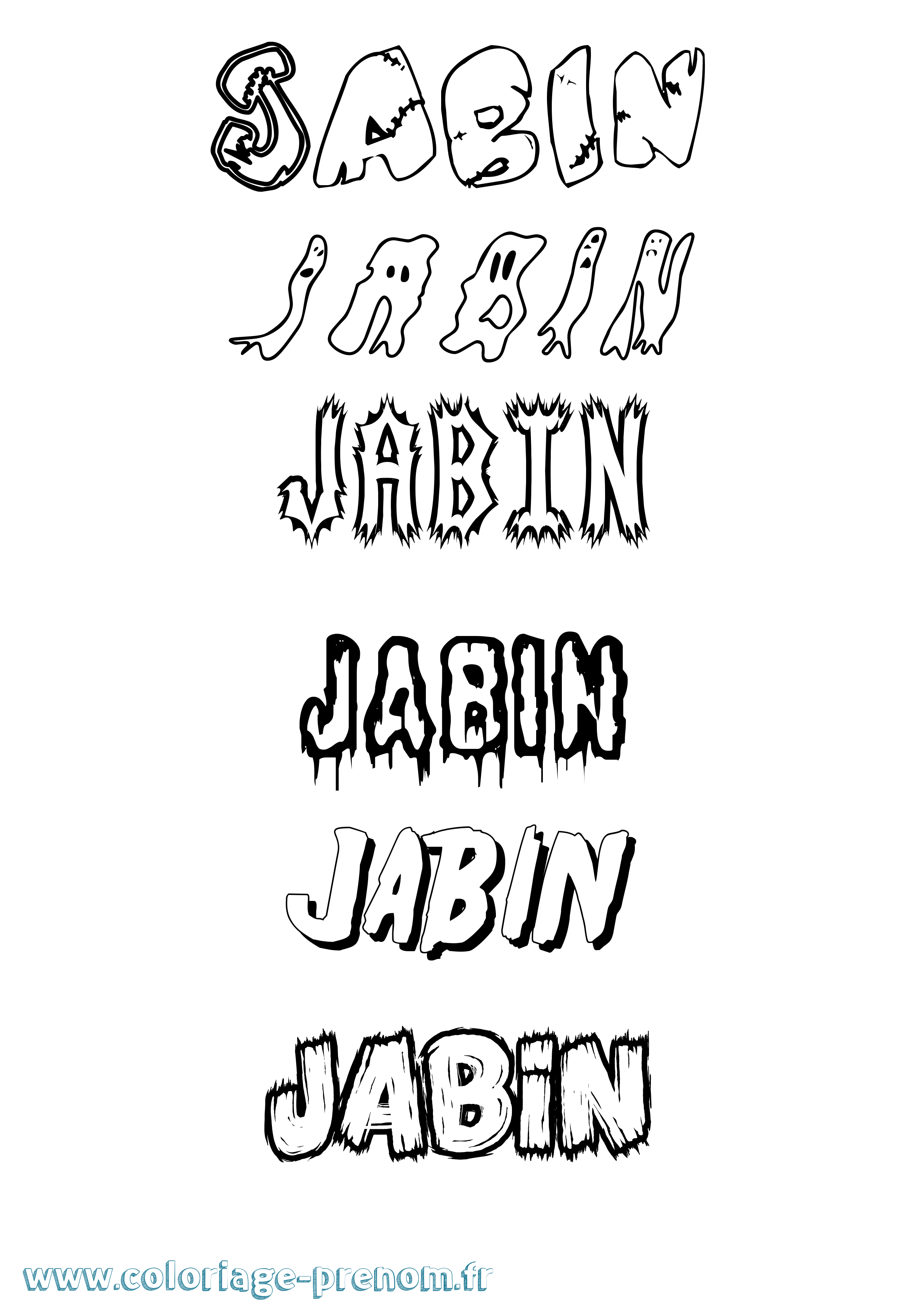 Coloriage Jabin Frisson Coloriage prénom Jabin Frisson