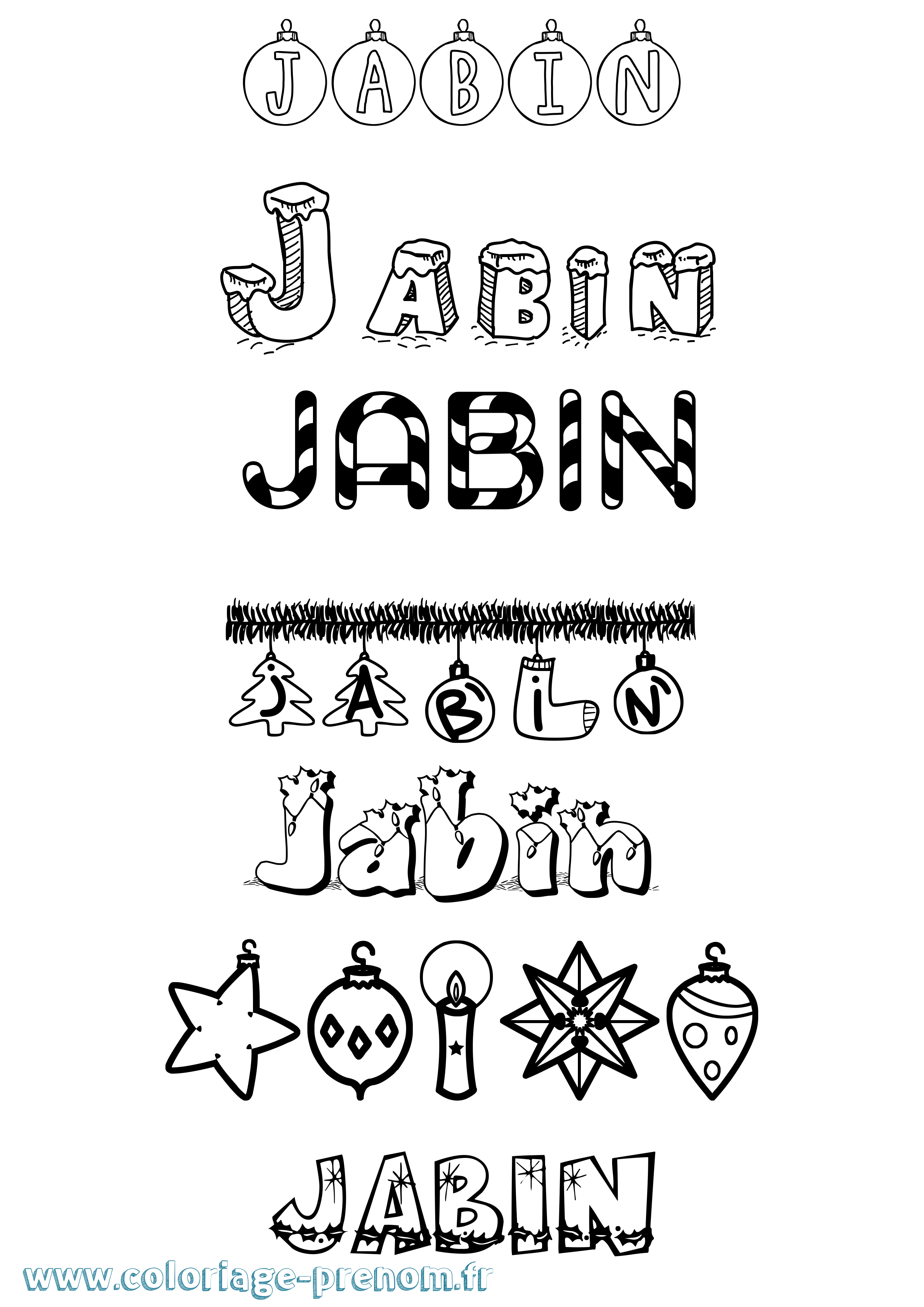 Coloriage Jabin Noël Coloriage prénom Jabin Noël