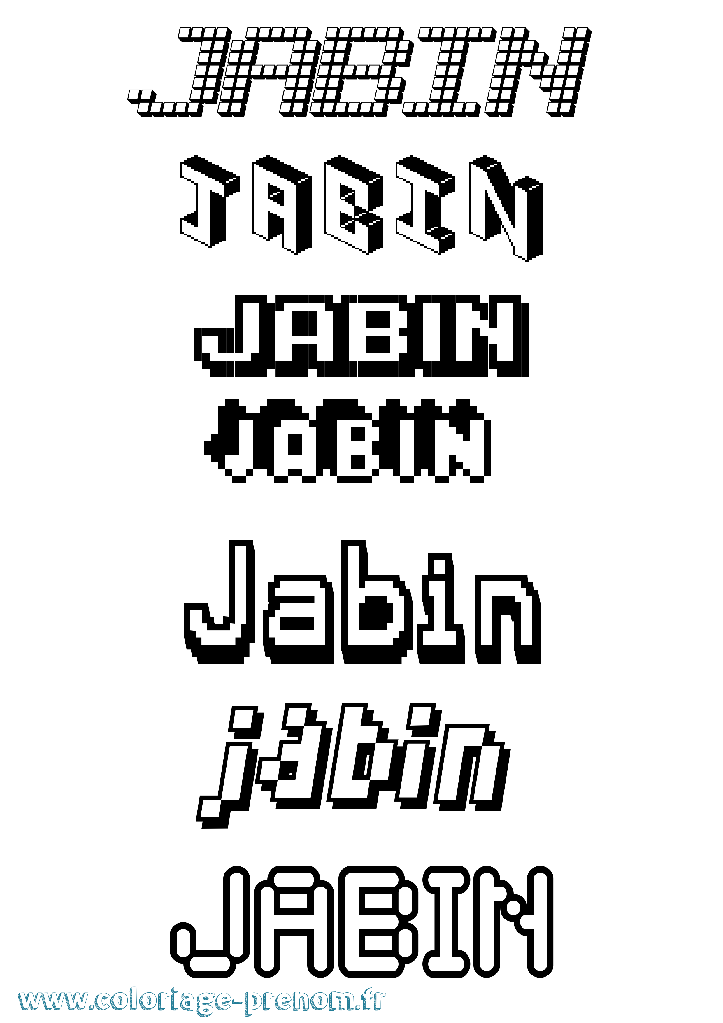 Coloriage Jabin Pixel Coloriage prénom Jabin Pixel