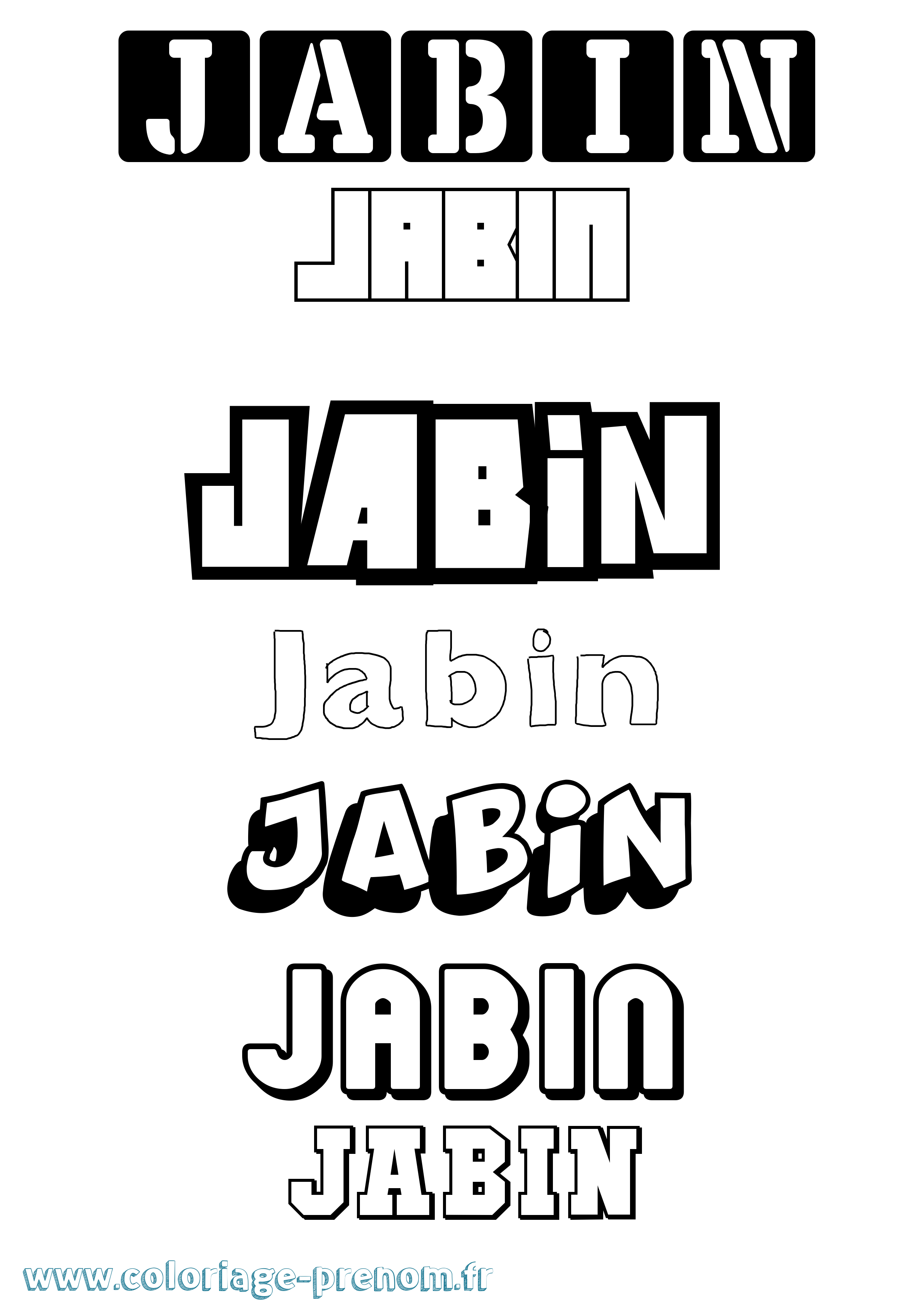 Coloriage Jabin Simple Coloriage prénom Jabin Simple