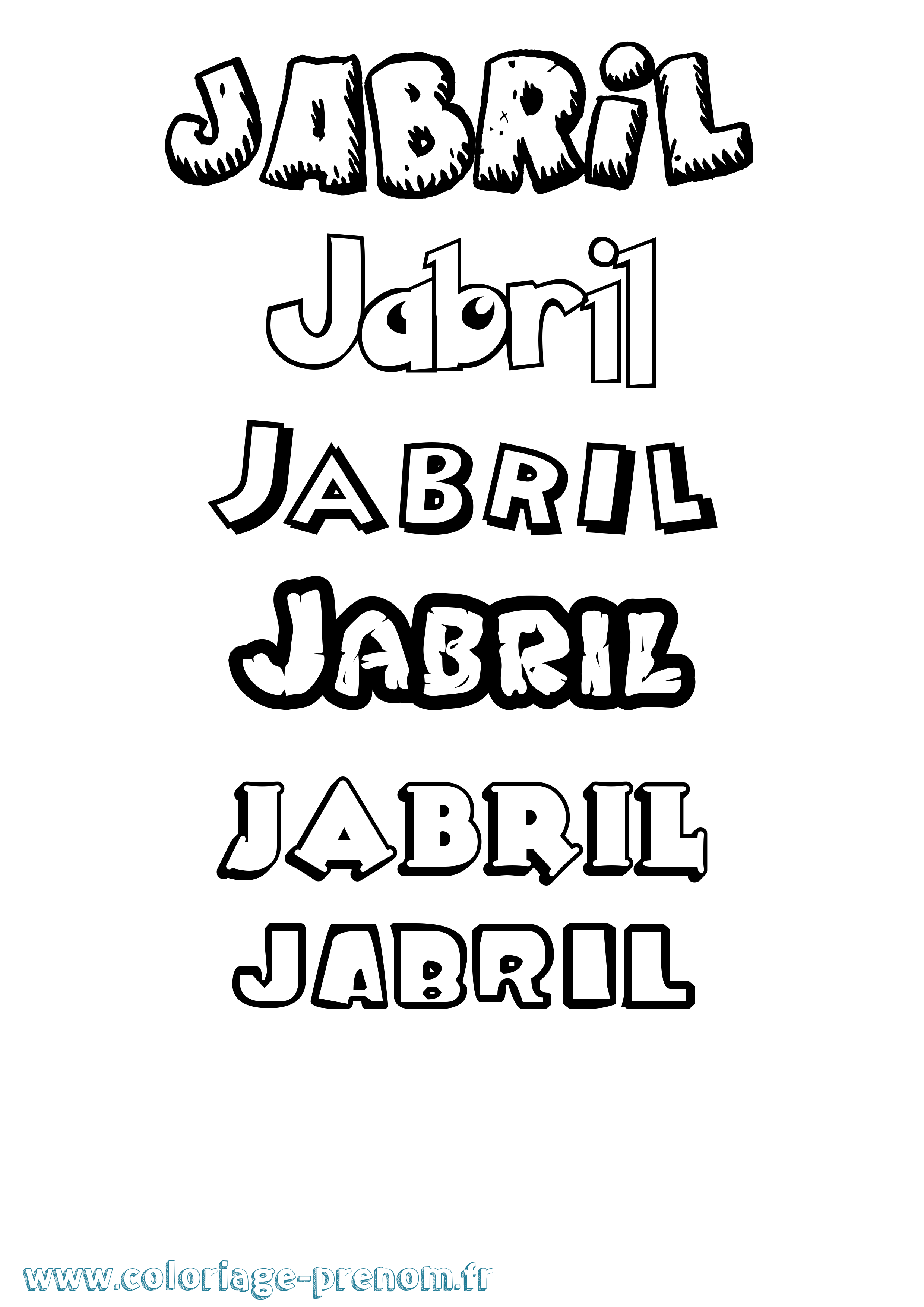 Coloriage prénom Jabril Dessin Animé