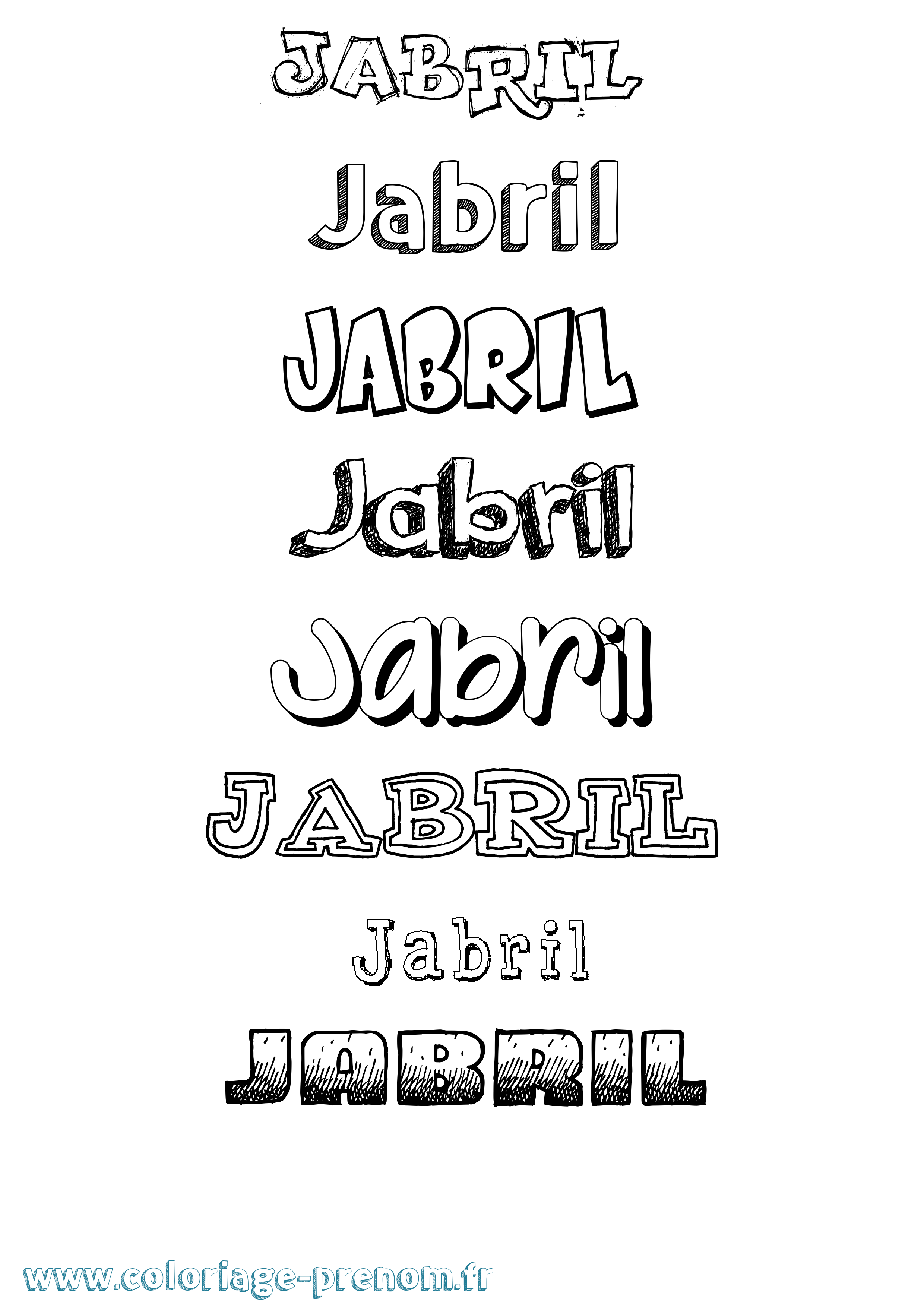 Coloriage prénom Jabril Dessiné