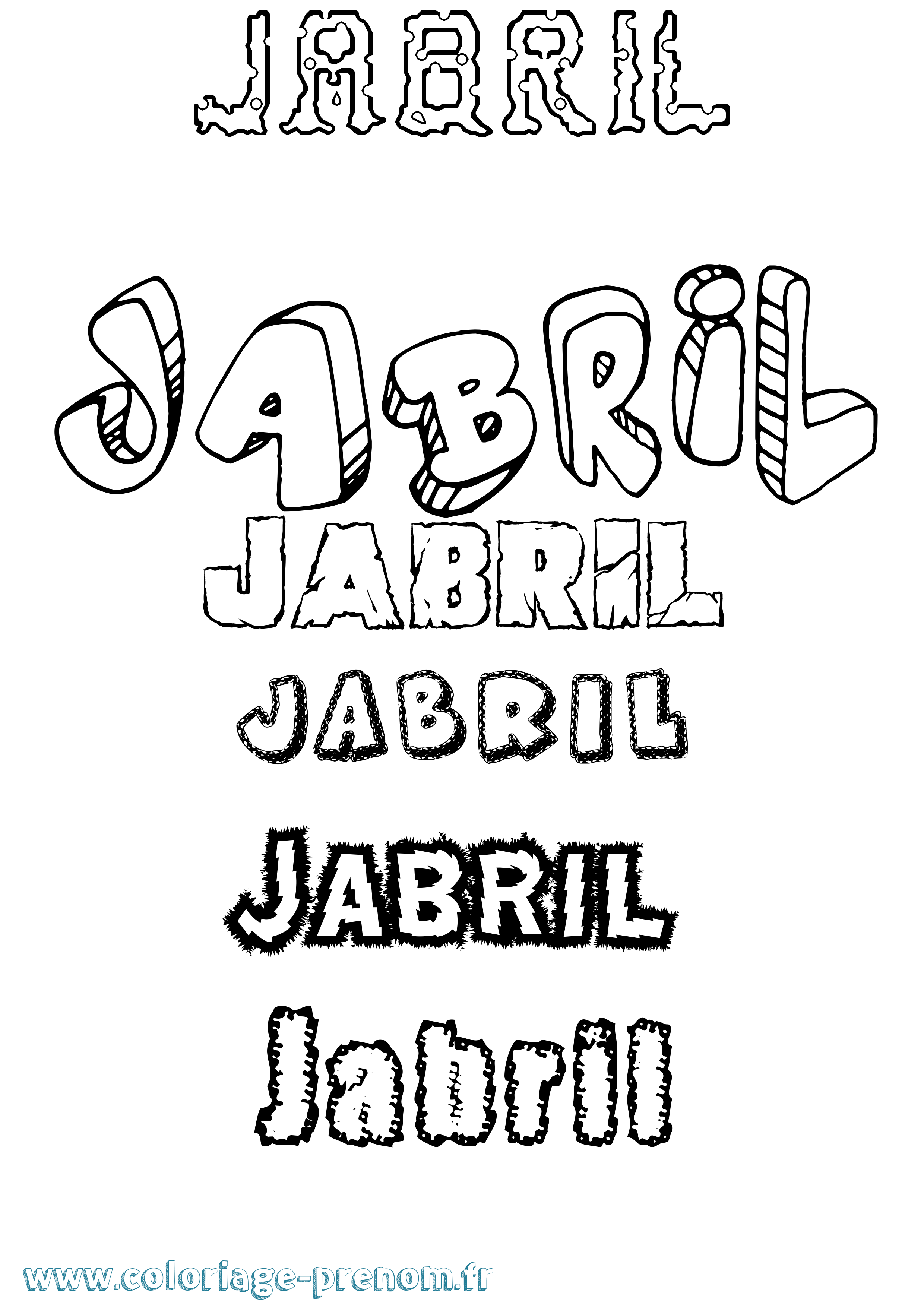 Coloriage prénom Jabril Destructuré