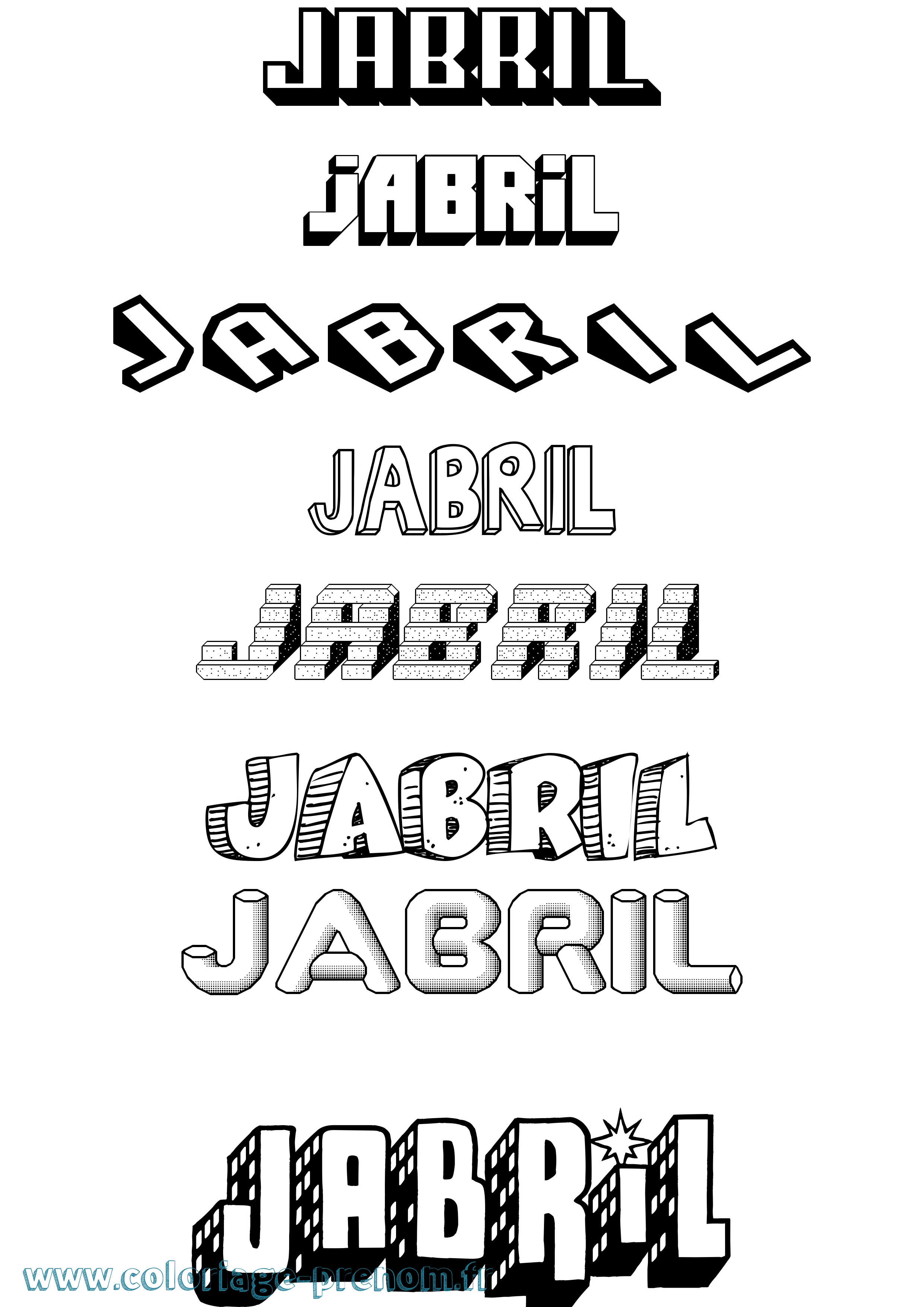 Coloriage prénom Jabril Effet 3D