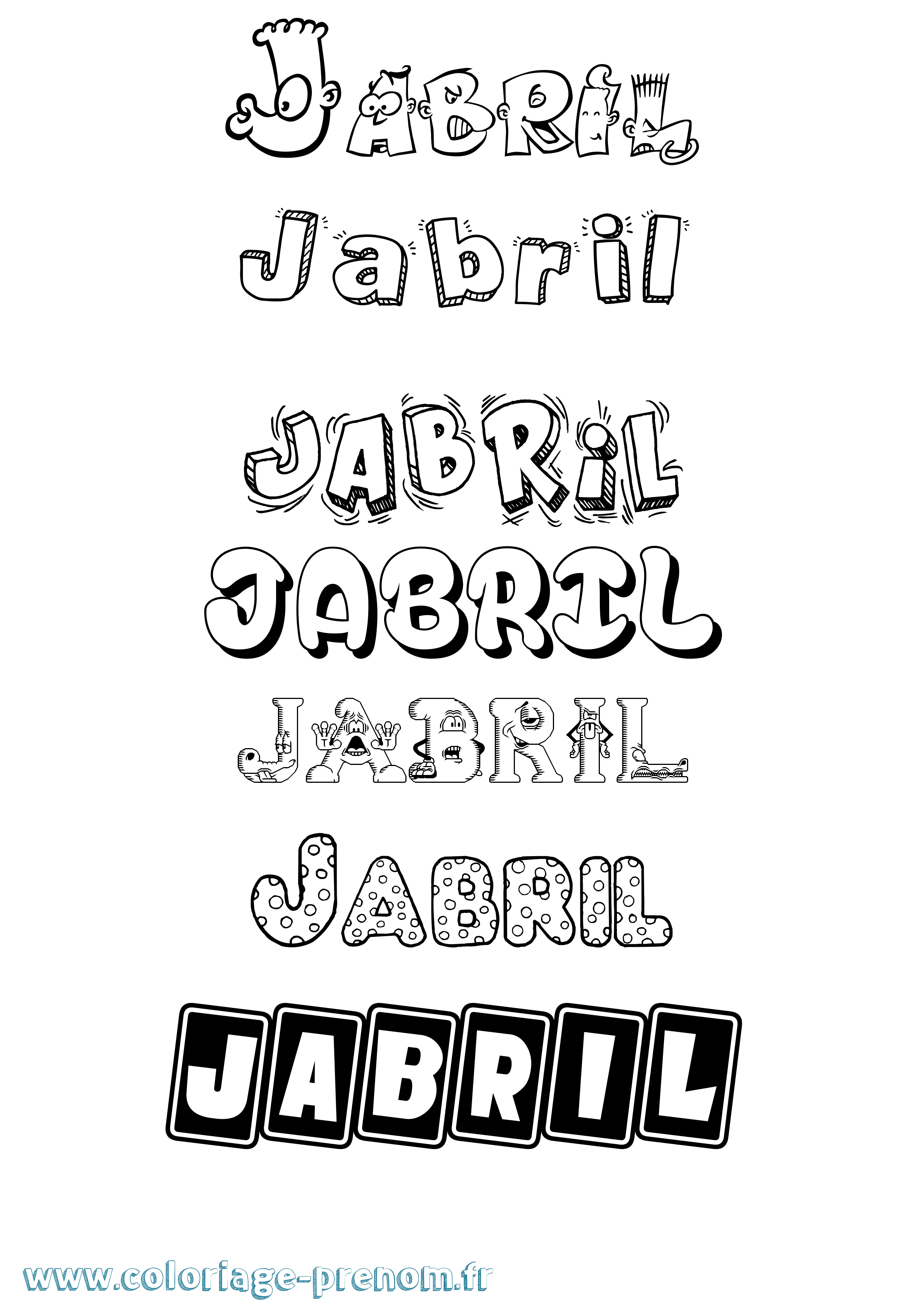 Coloriage prénom Jabril Fun