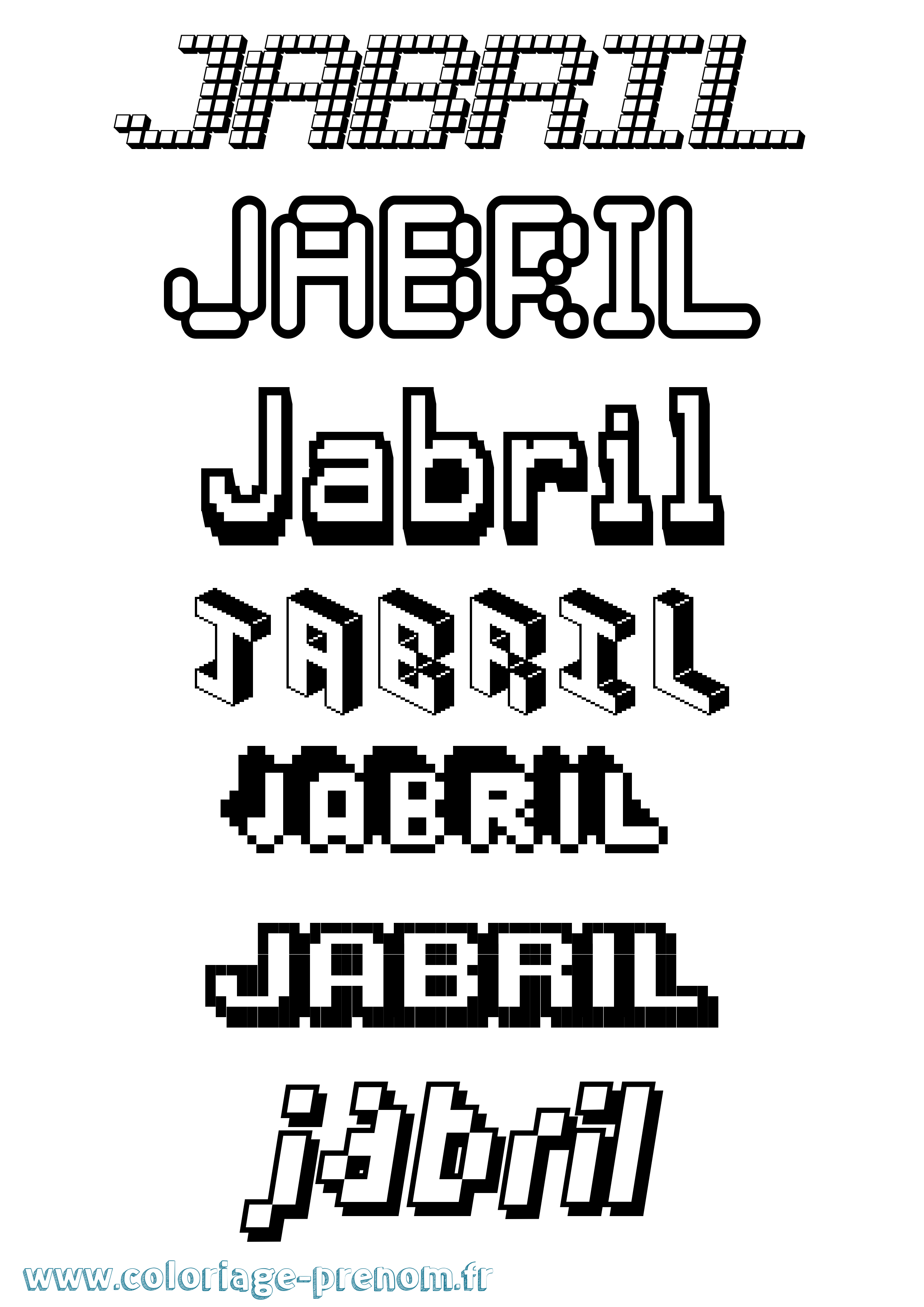 Coloriage prénom Jabril Pixel