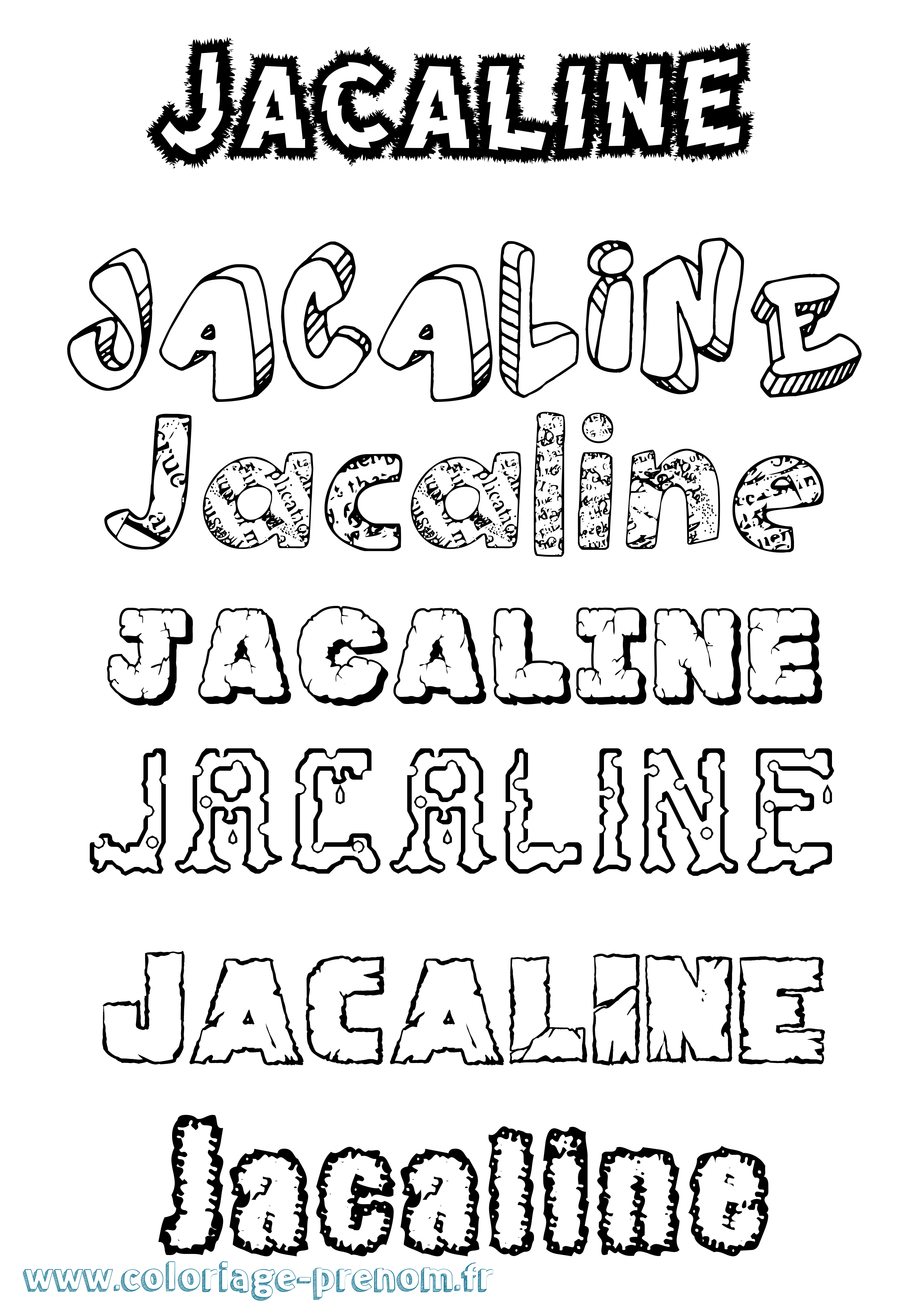 Coloriage prénom Jacaline Destructuré