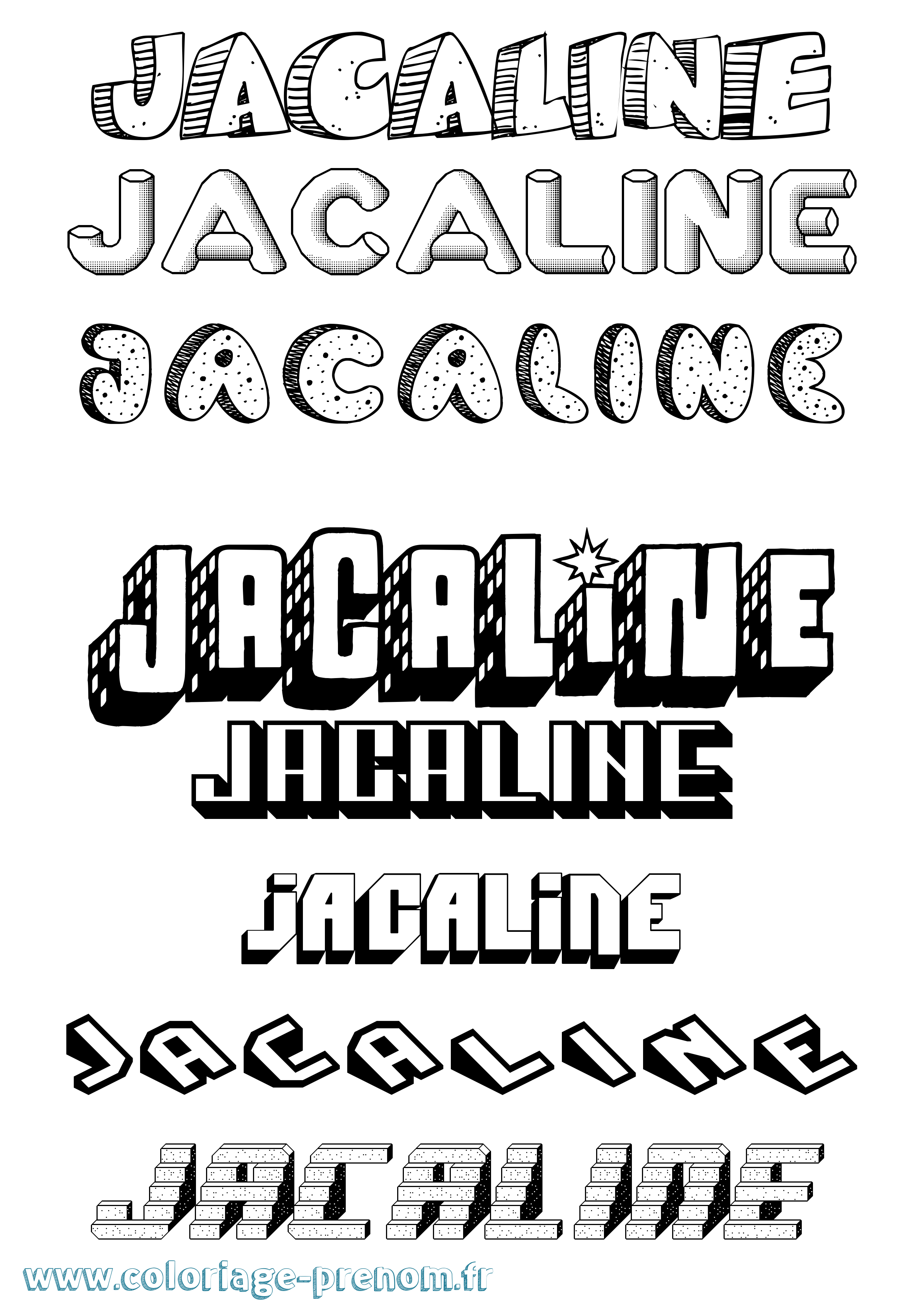 Coloriage prénom Jacaline Effet 3D