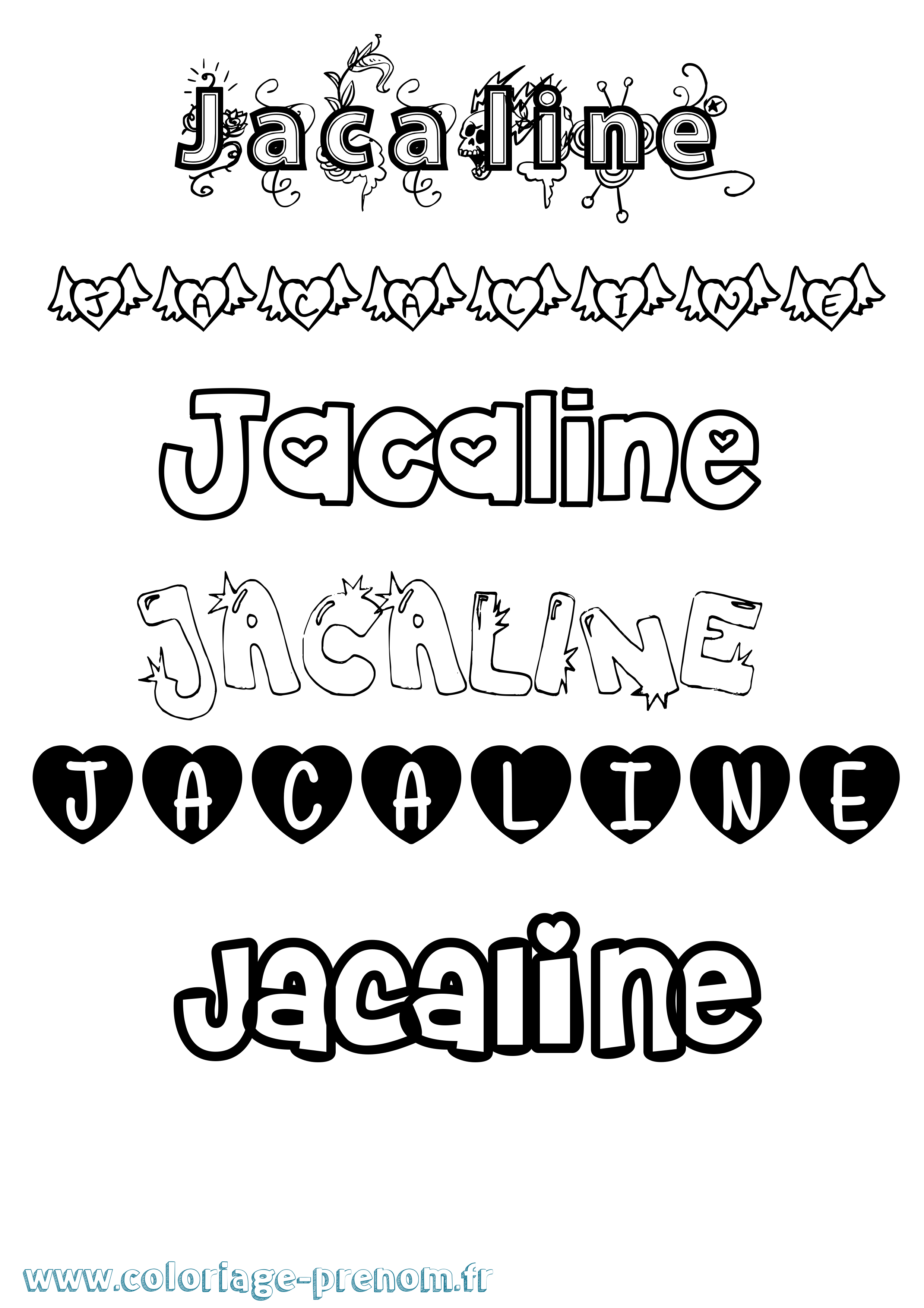 Coloriage prénom Jacaline Girly