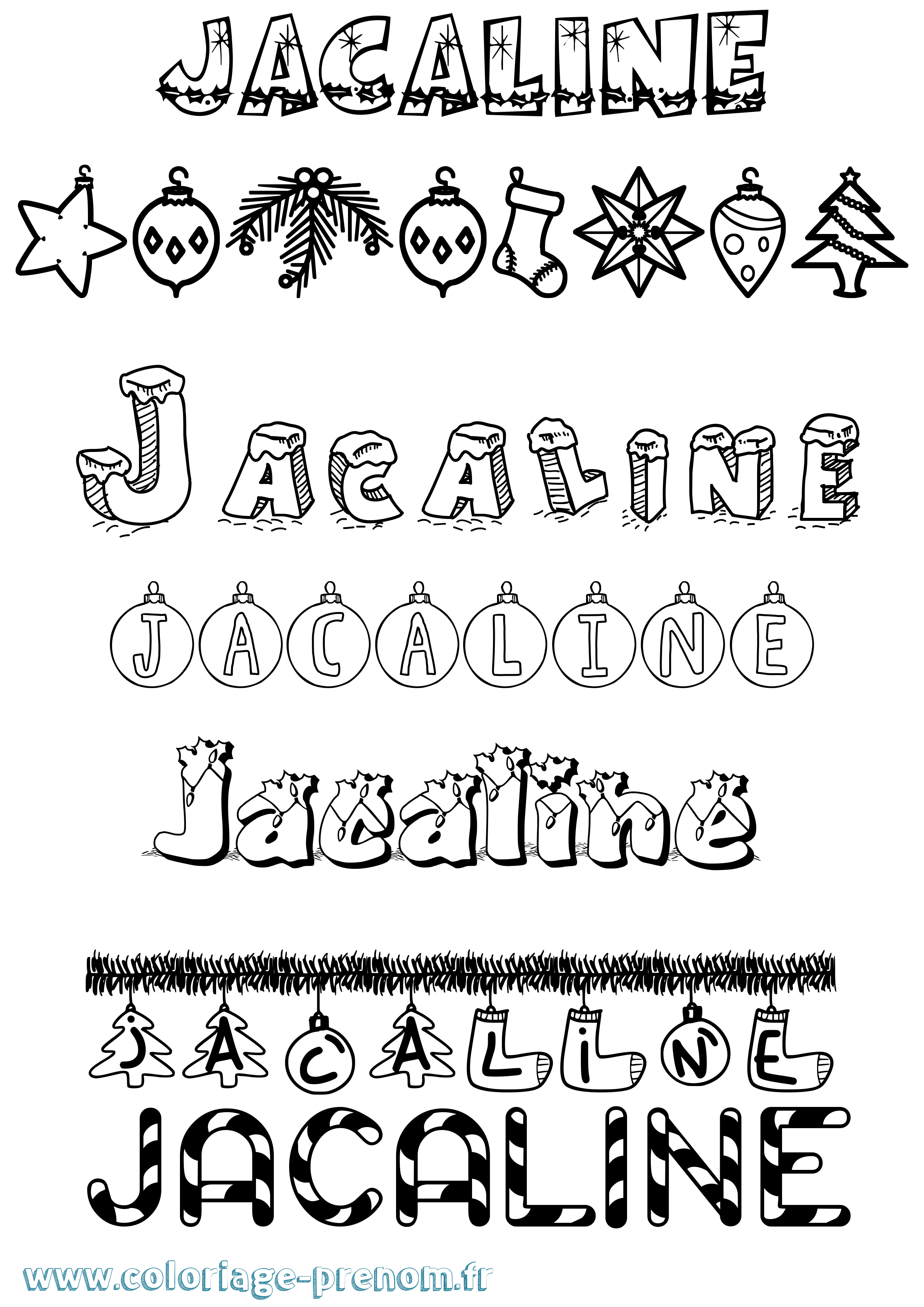 Coloriage prénom Jacaline Noël