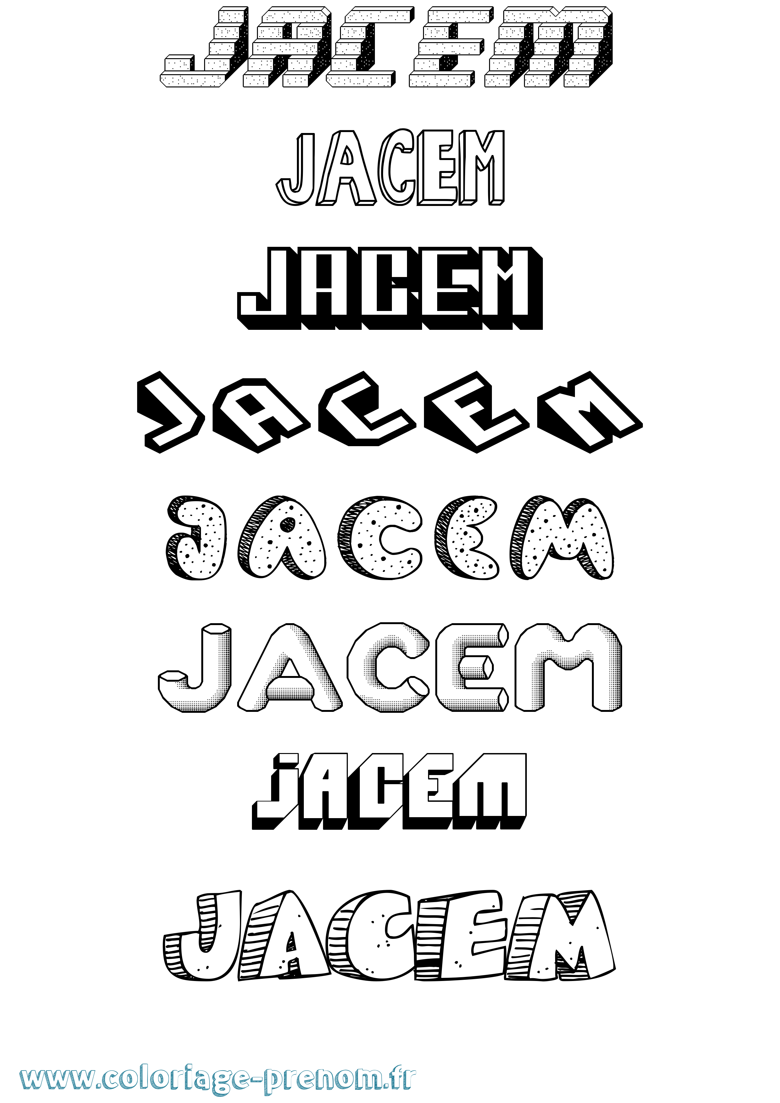 Coloriage Jacem Effet 3D Coloriage prénom Jacem Effet 3D