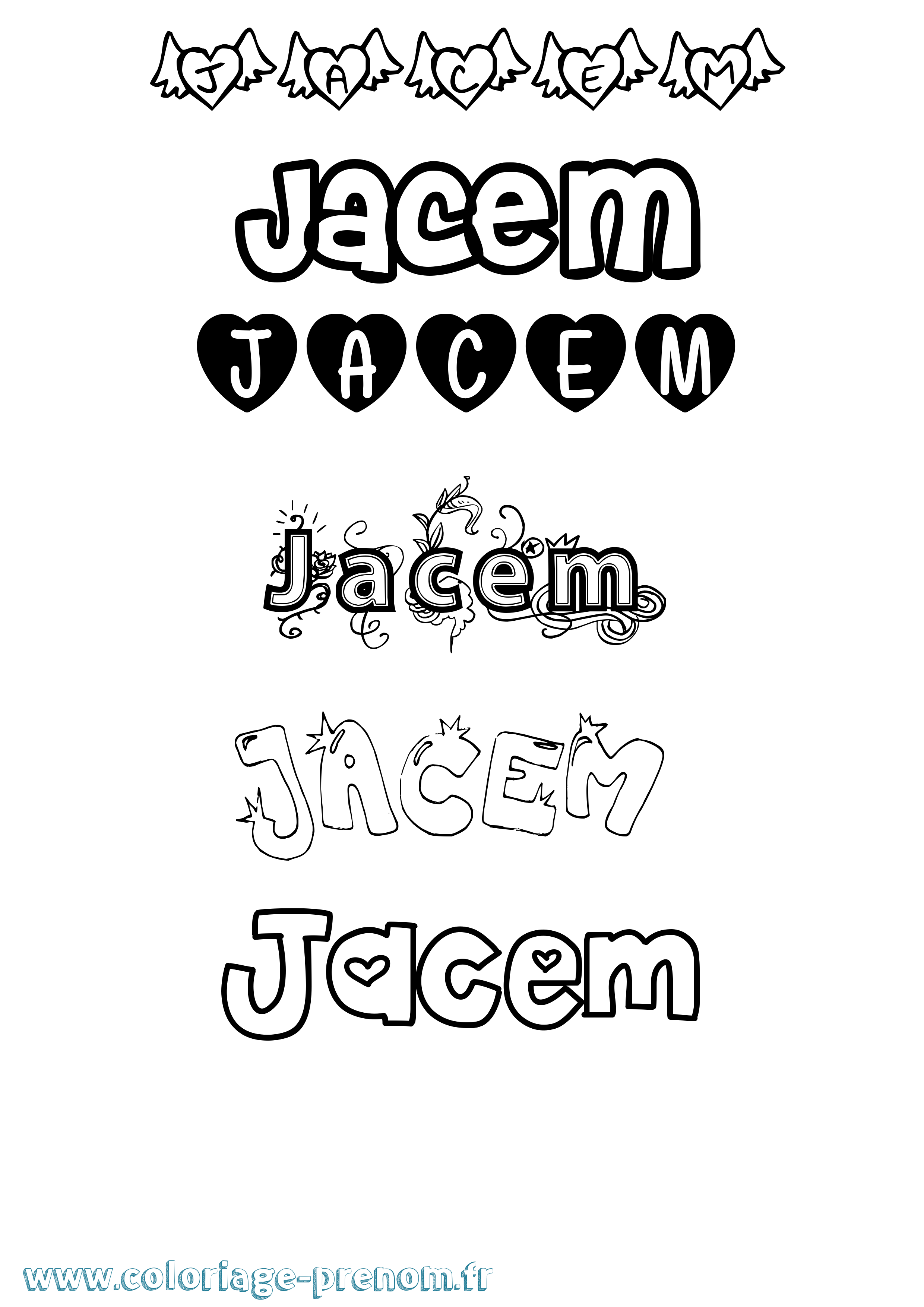 Coloriage Jacem Girly Coloriage prénom Jacem Girly