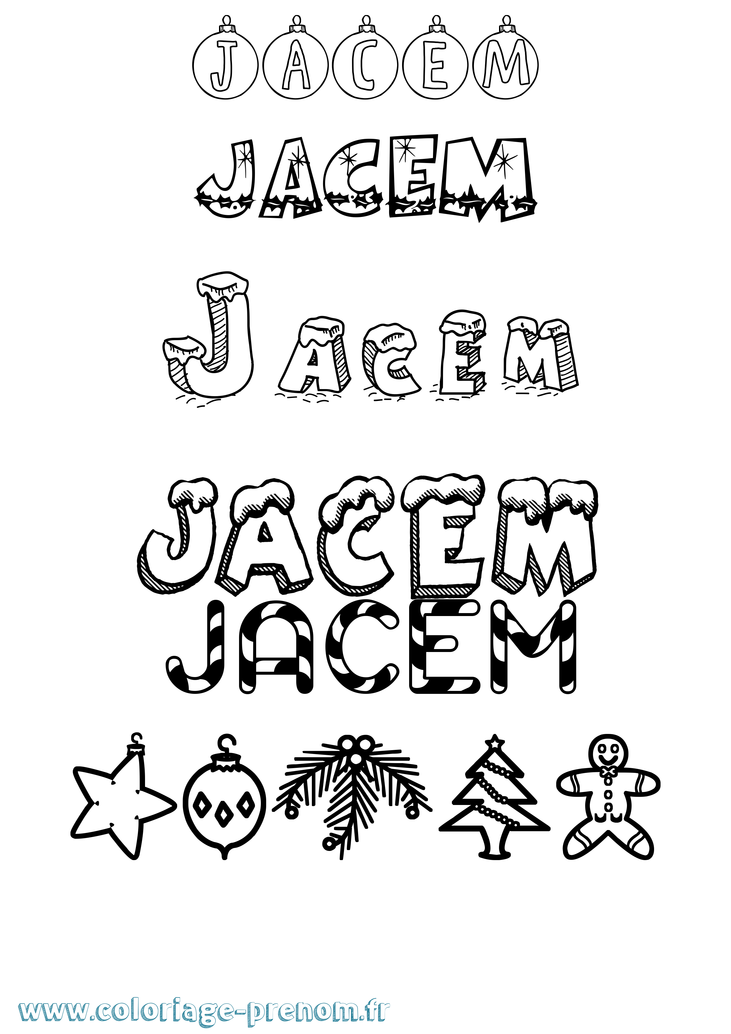 Coloriage Jacem Noël Coloriage prénom Jacem Noël