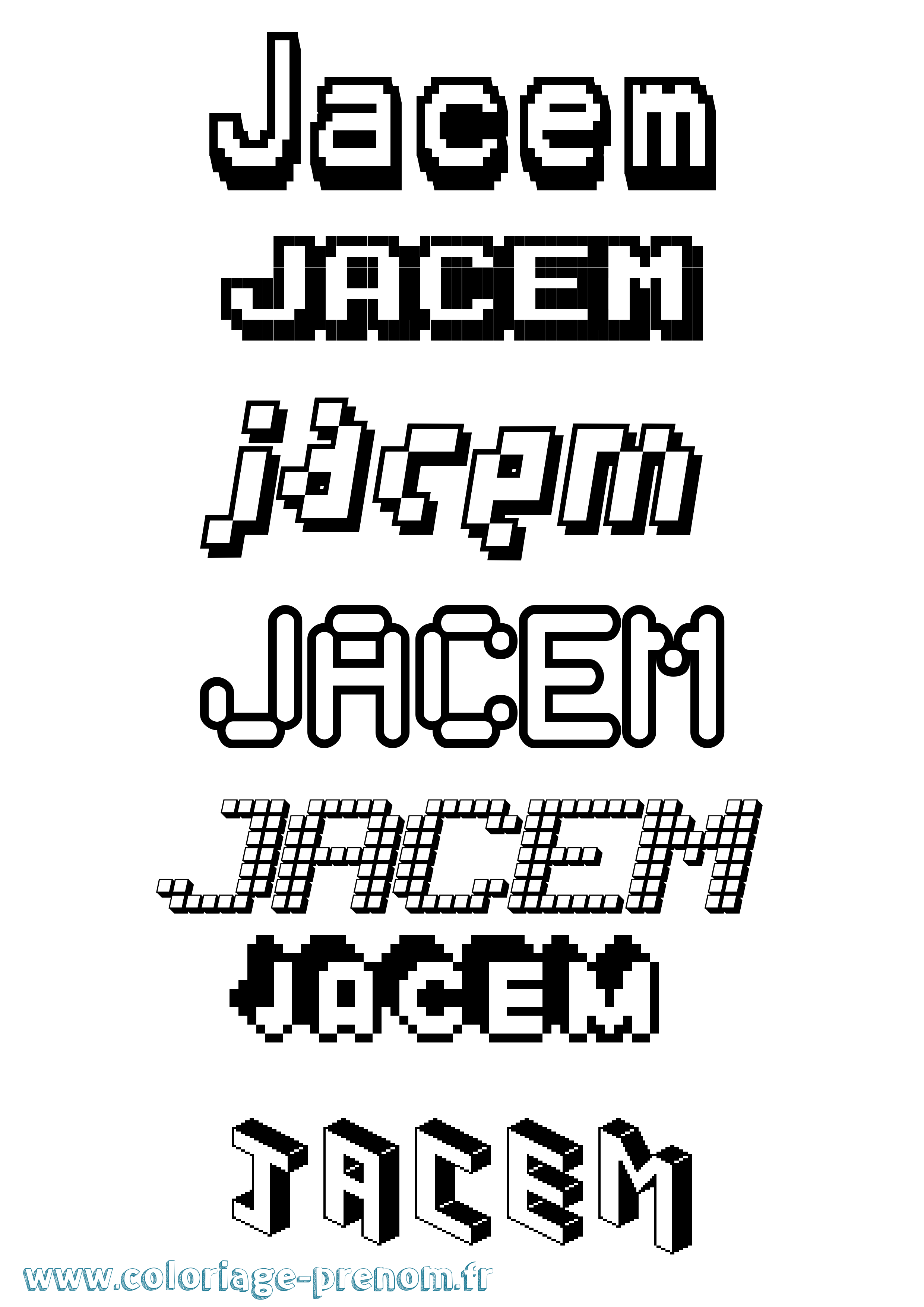 Coloriage Jacem Pixel Coloriage prénom Jacem Pixel