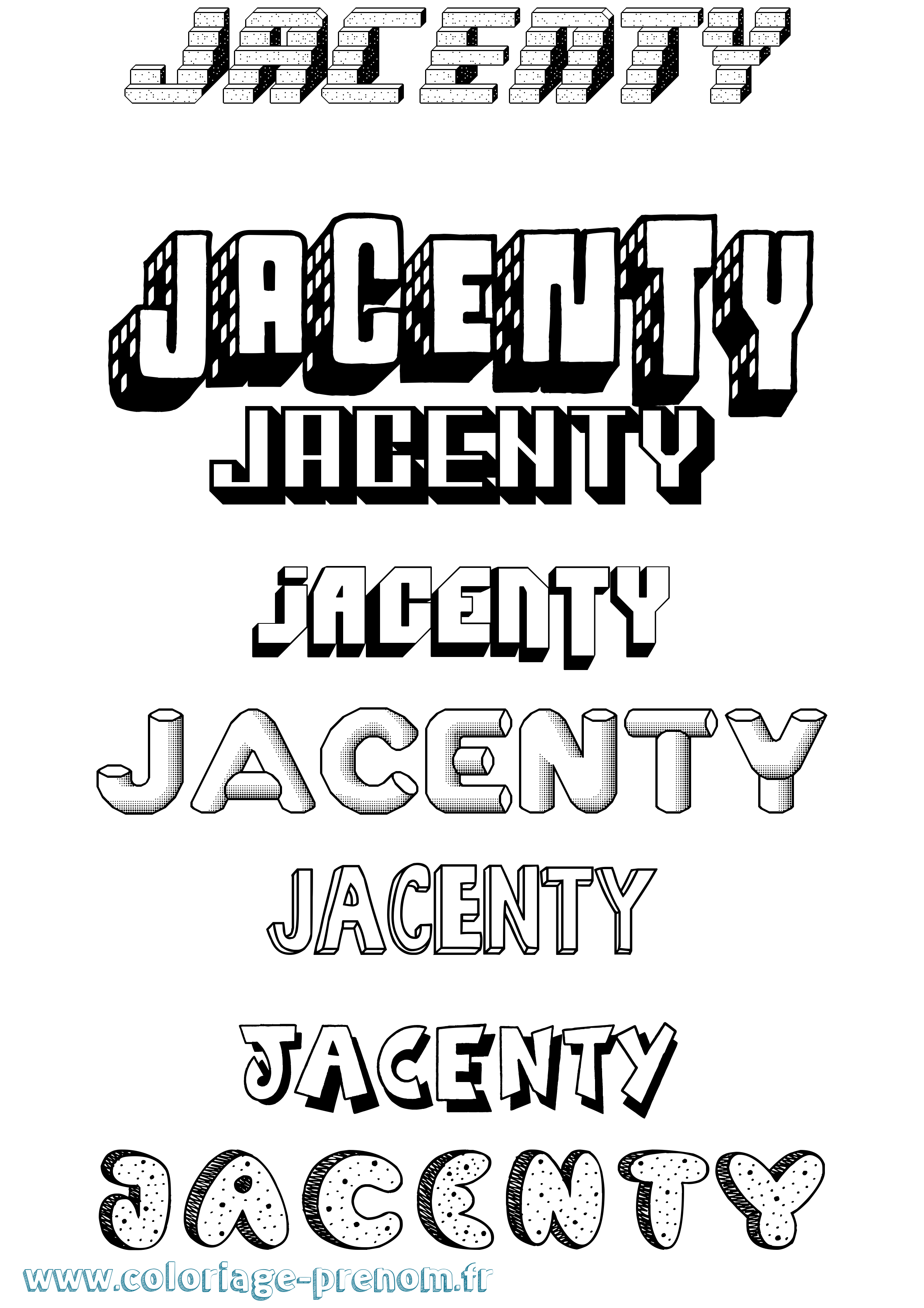 Coloriage prénom Jacenty Effet 3D