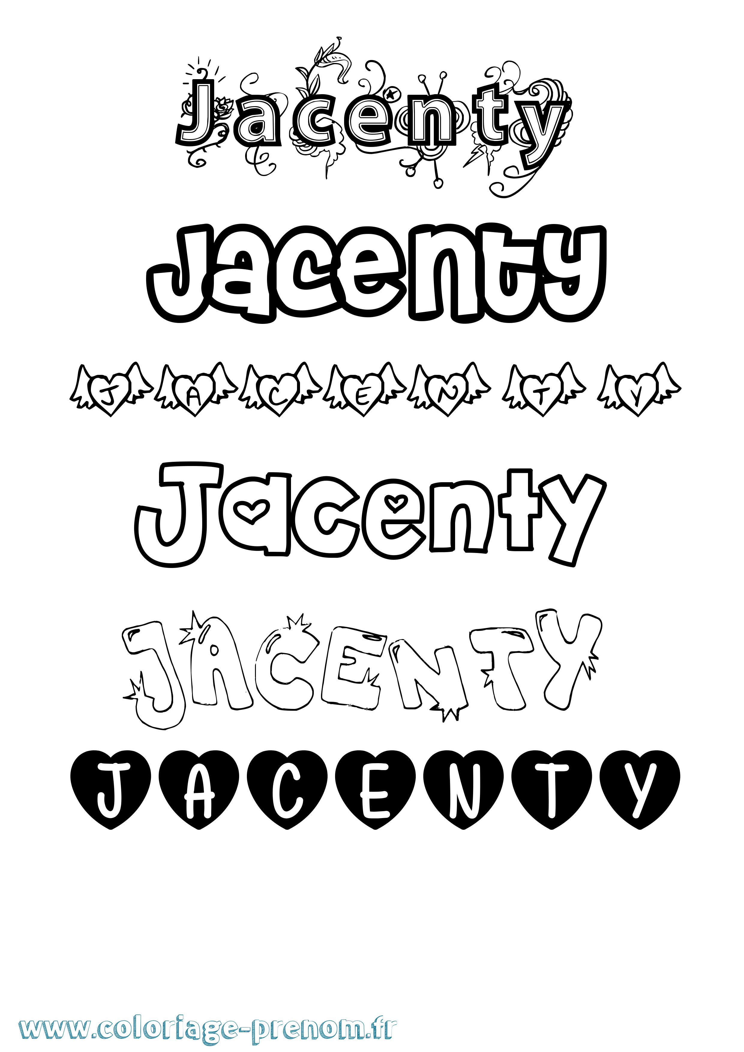 Coloriage prénom Jacenty Girly