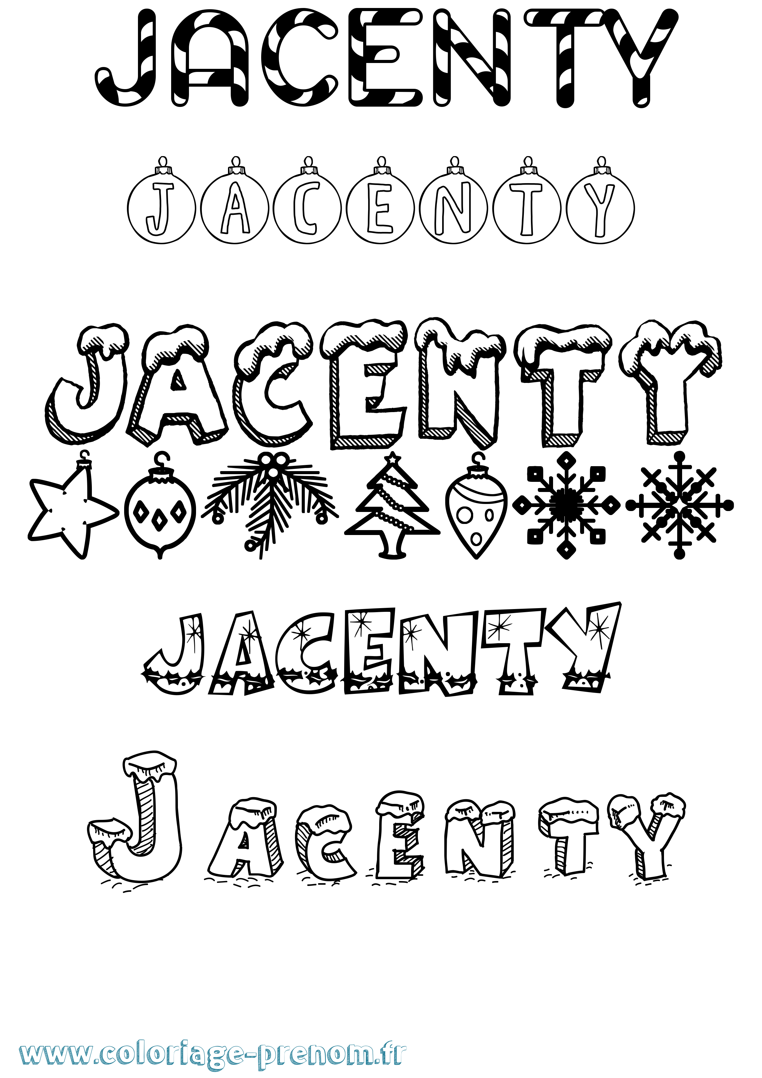 Coloriage Jacenty Noël Coloriage prénom Jacenty Noël