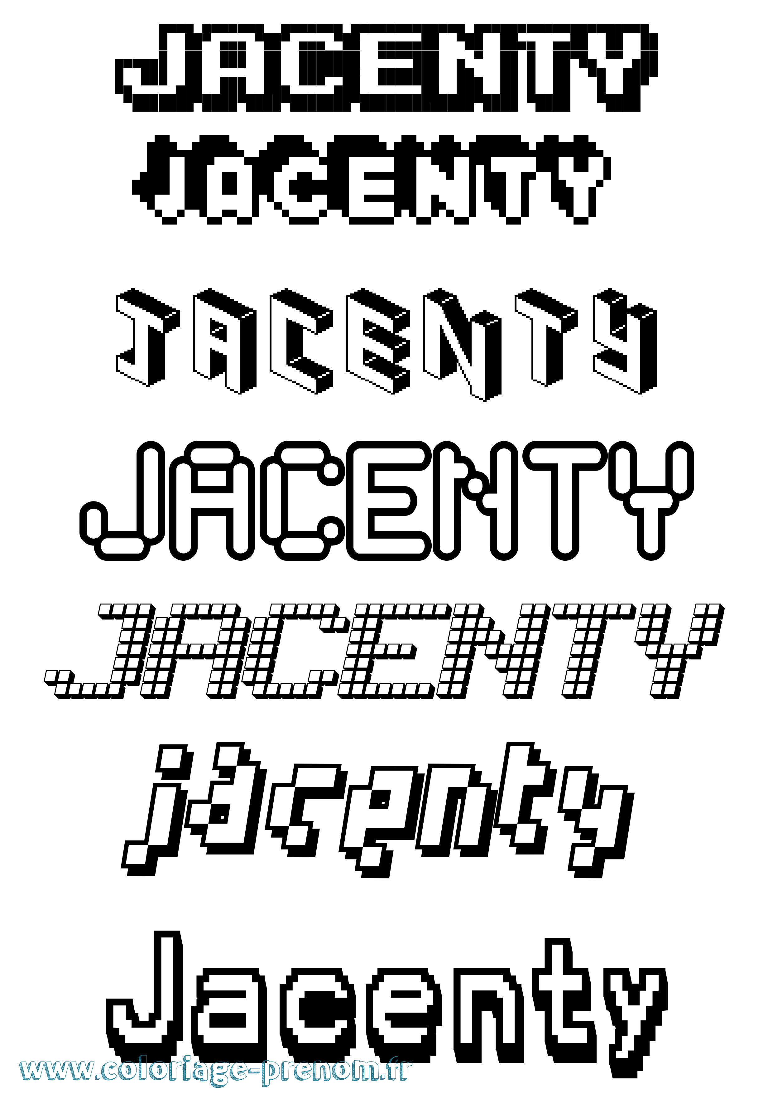 Coloriage prénom Jacenty Pixel
