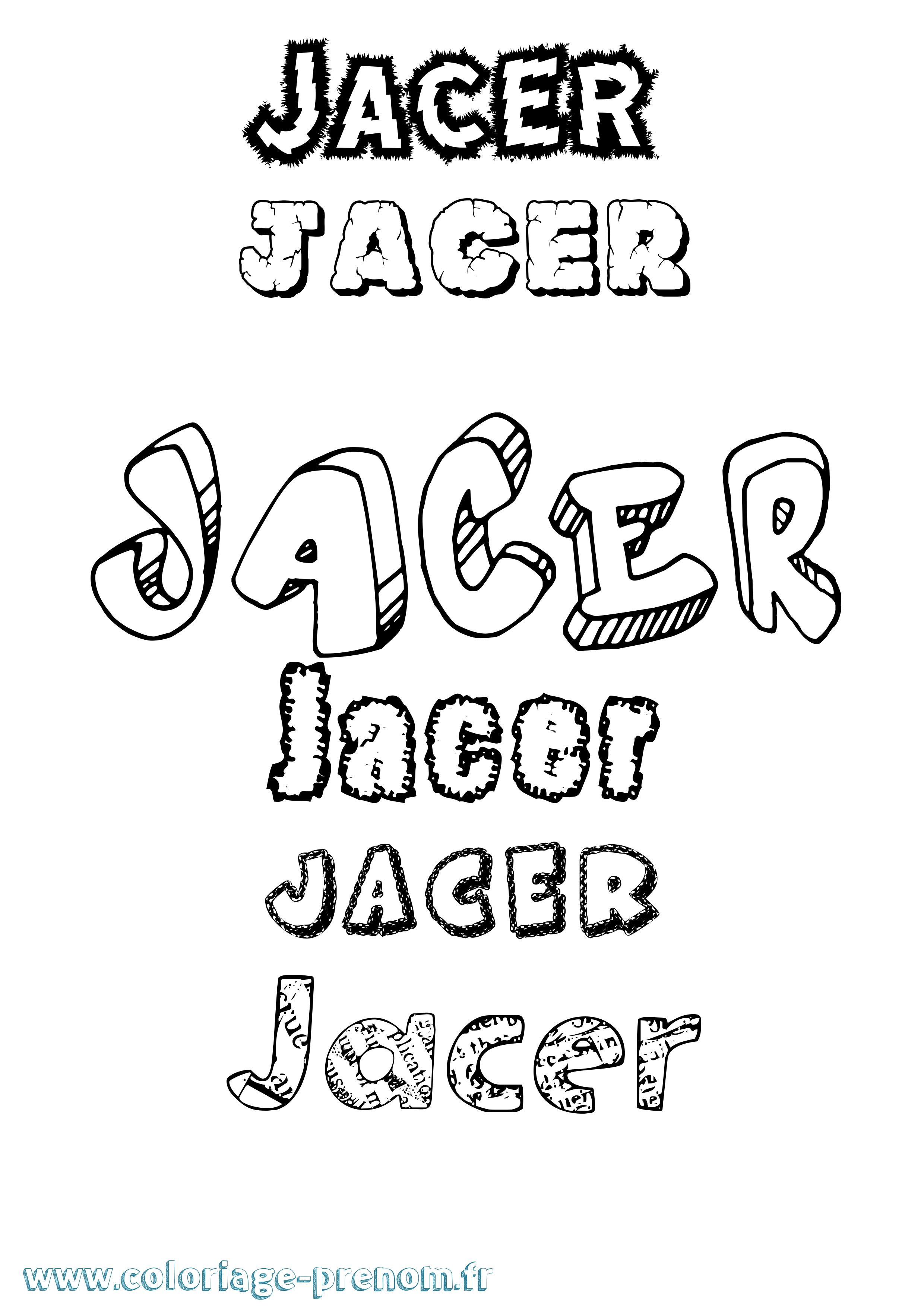 Coloriage prénom Jacer Destructuré