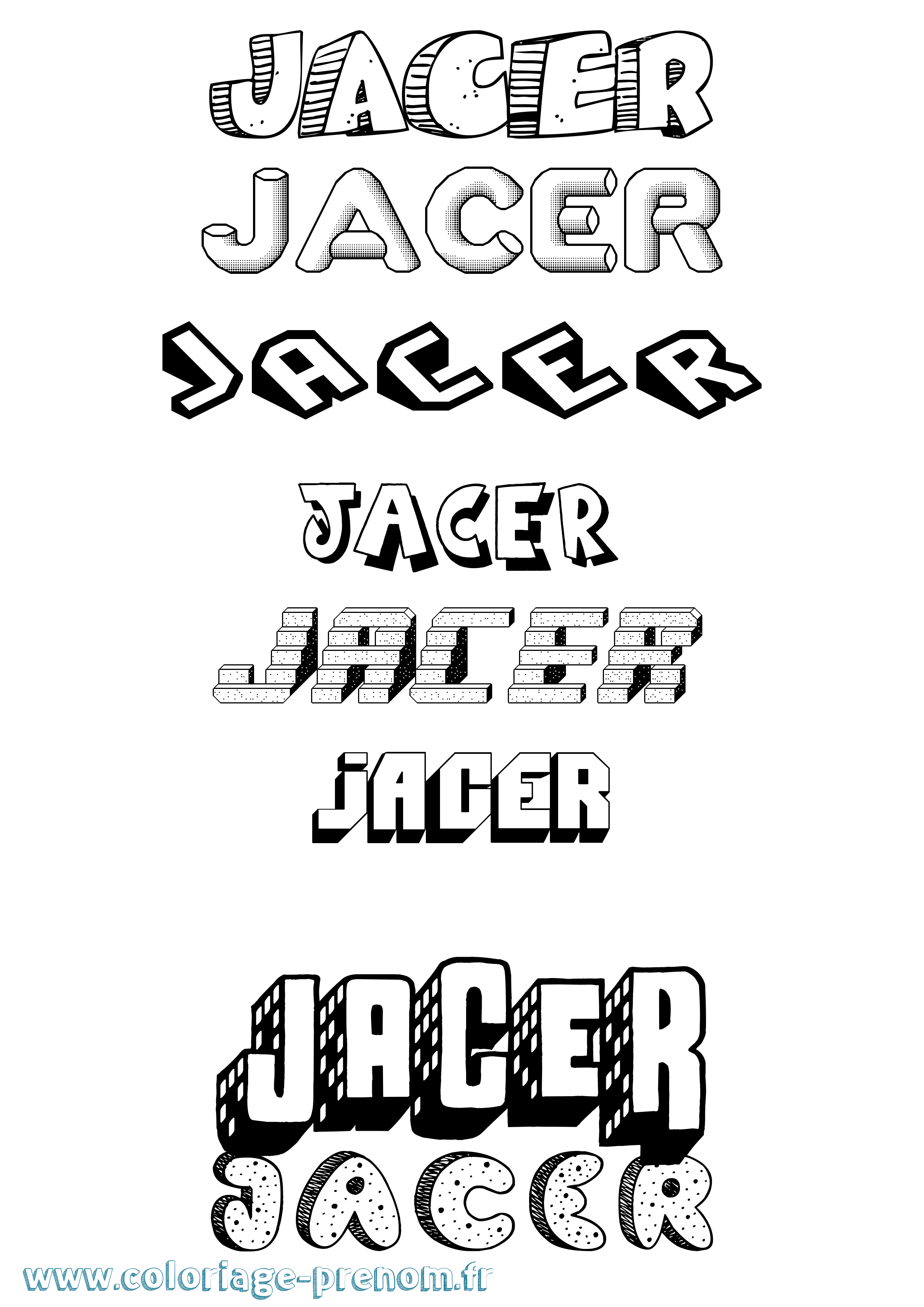 Coloriage prénom Jacer Effet 3D