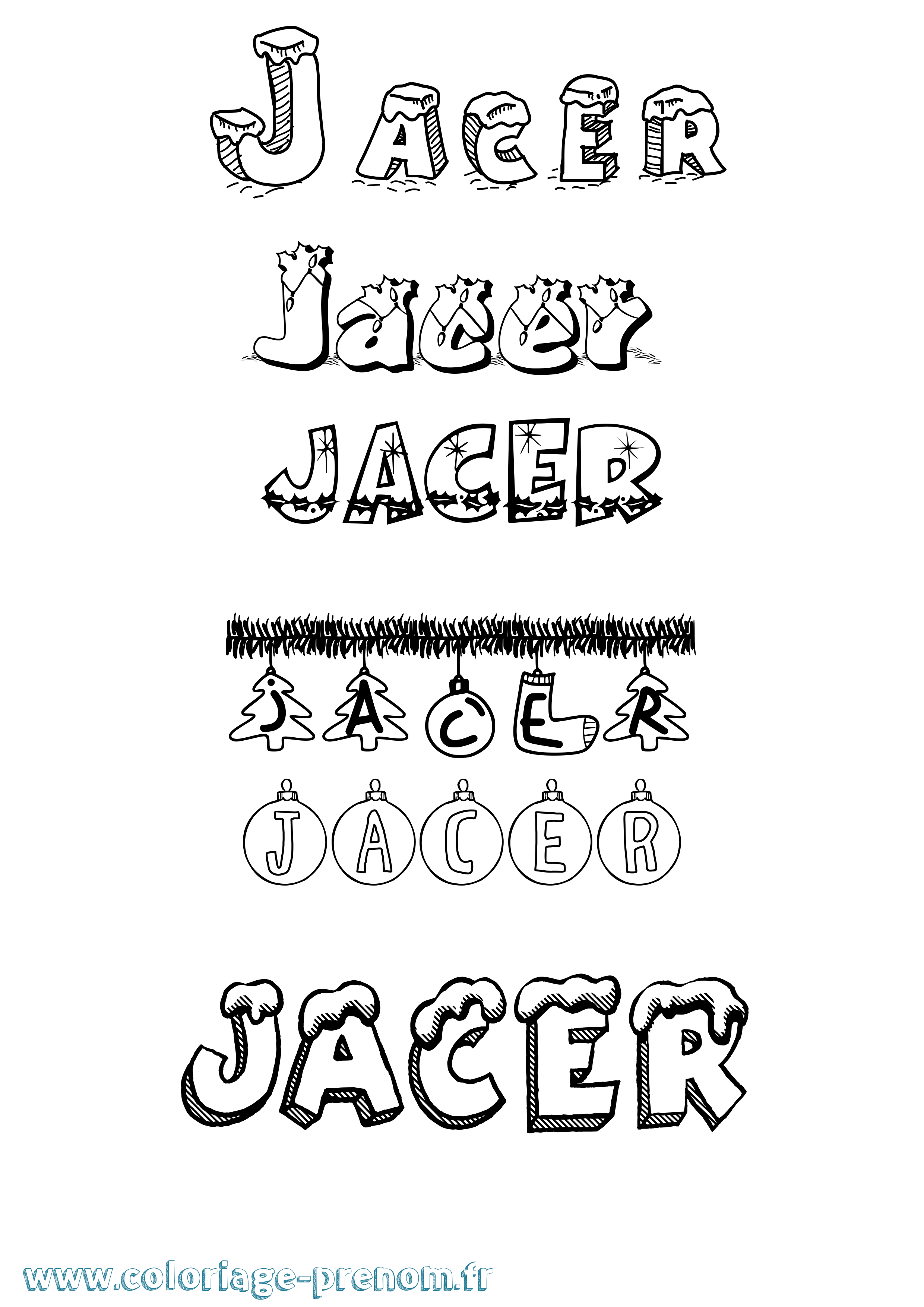 Coloriage Jacer Noël Coloriage prénom Jacer Noël