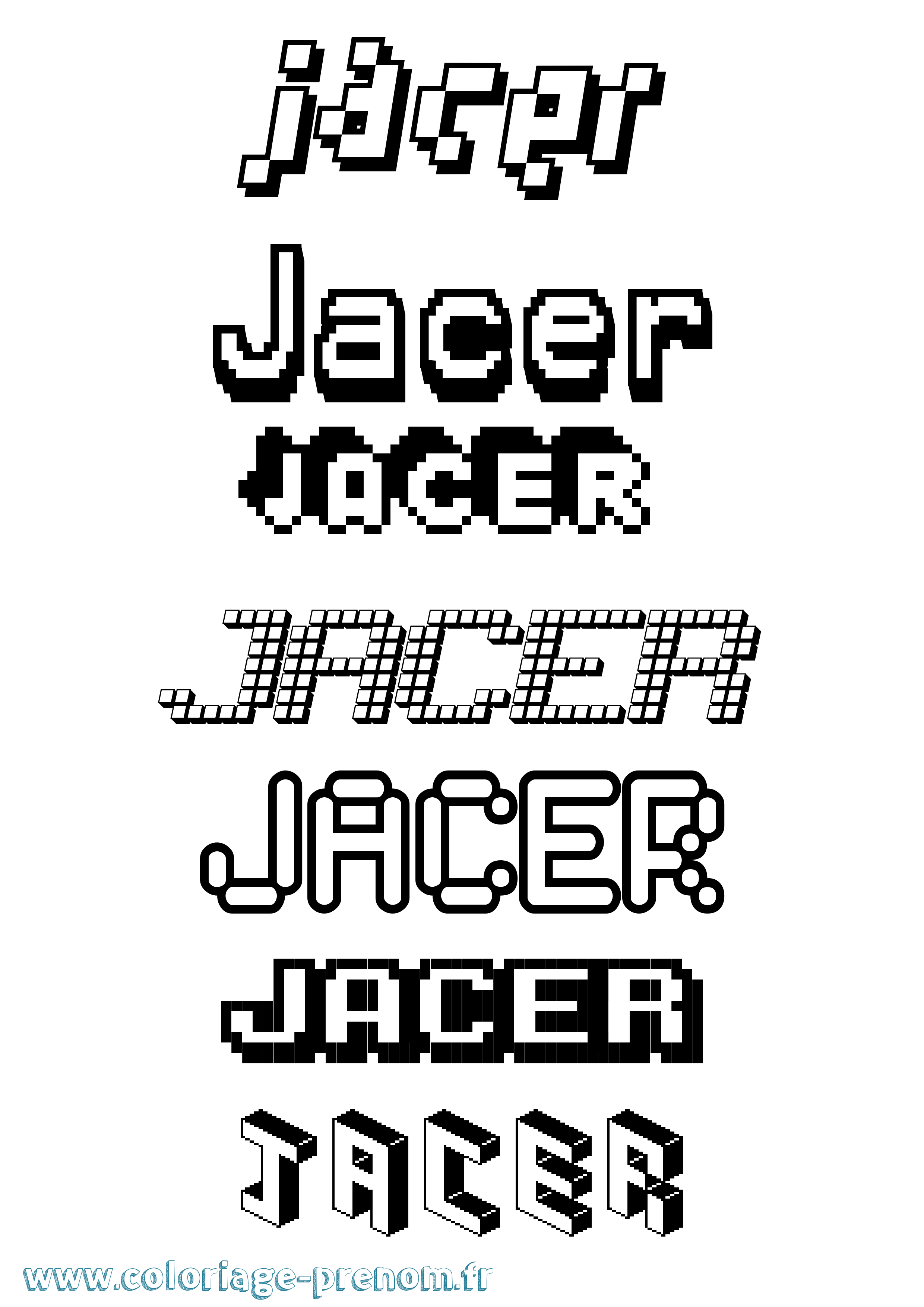 Coloriage prénom Jacer Pixel