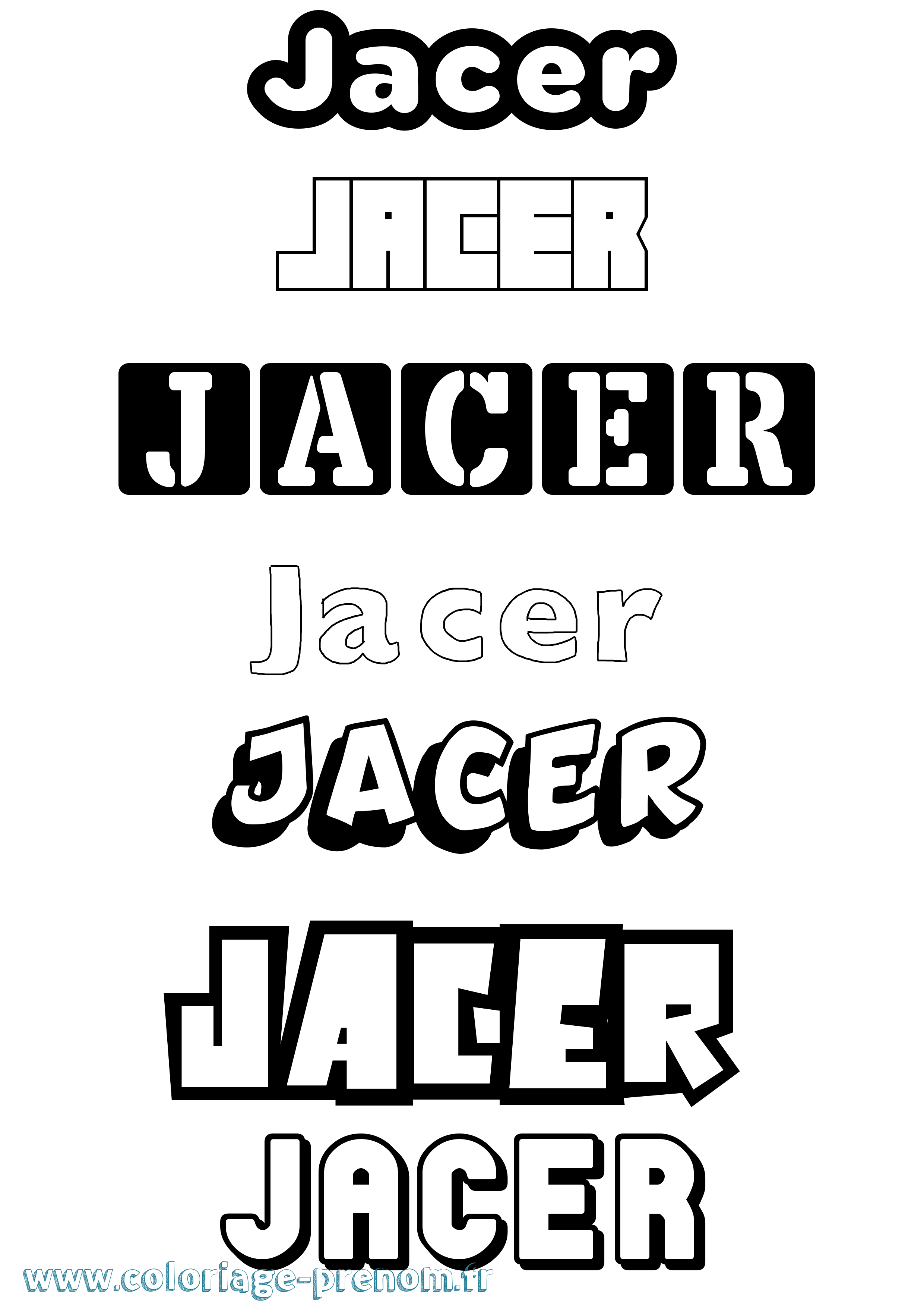 Coloriage prénom Jacer Simple