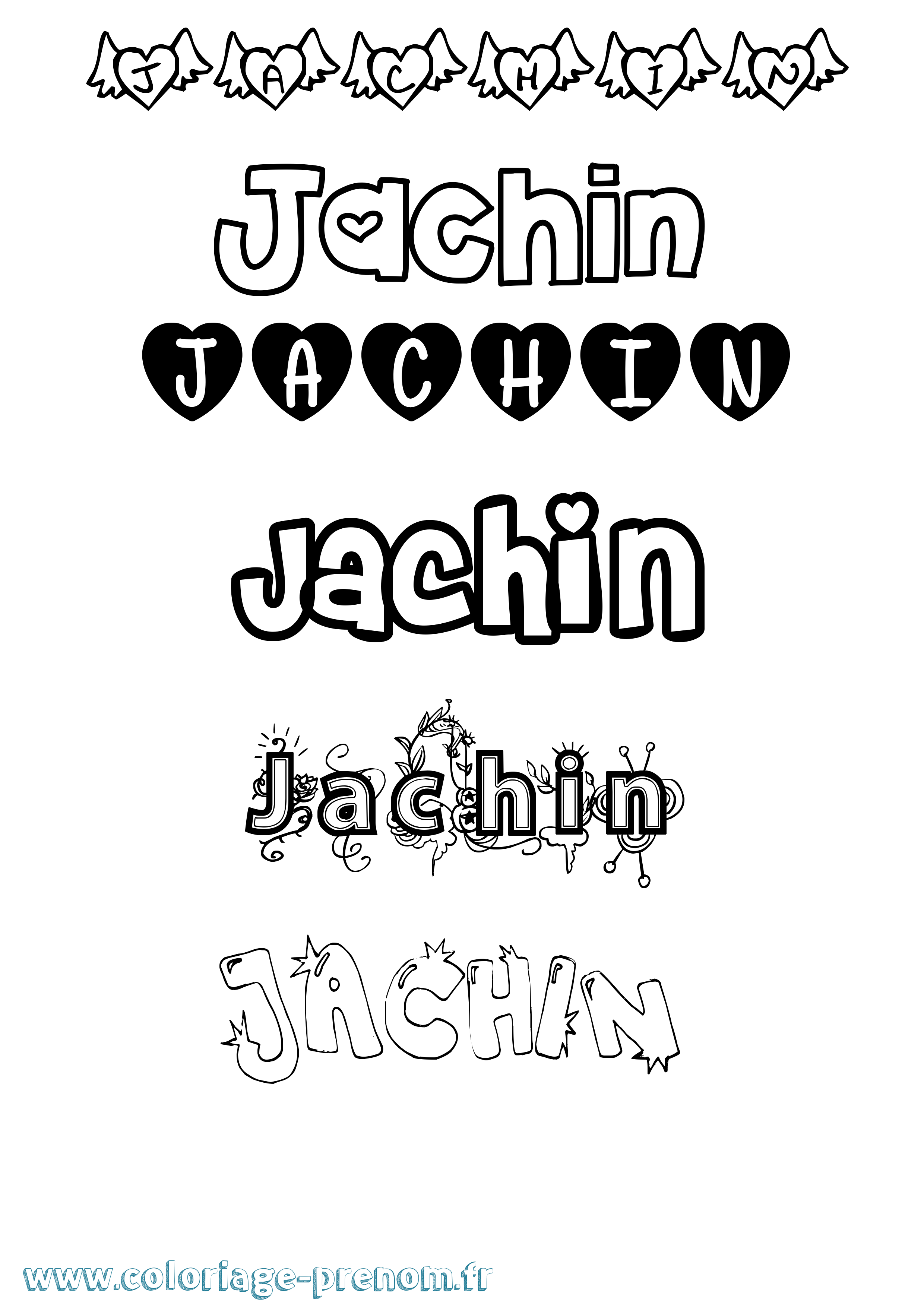 Coloriage prénom Jachin Girly