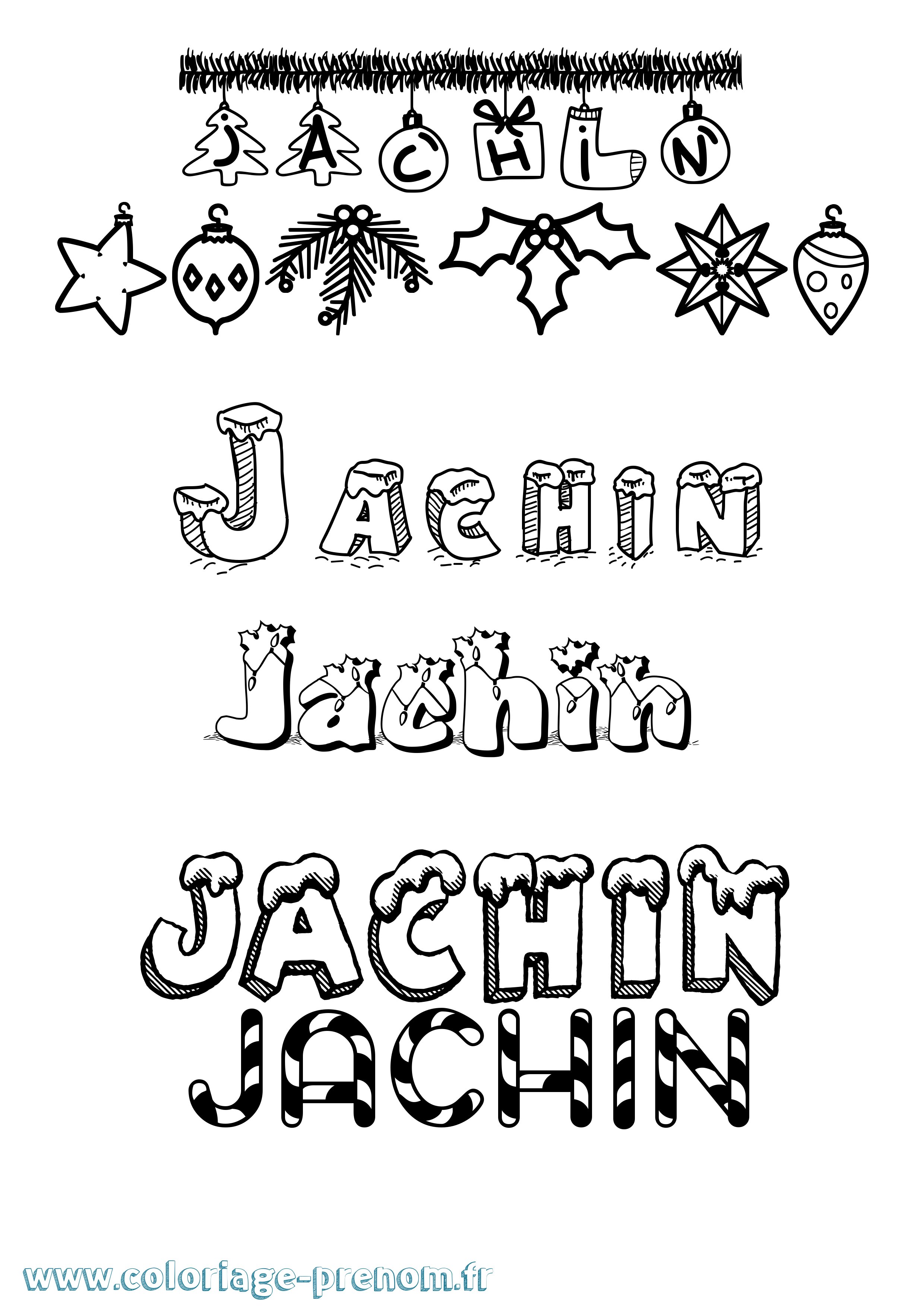 Coloriage prénom Jachin Noël