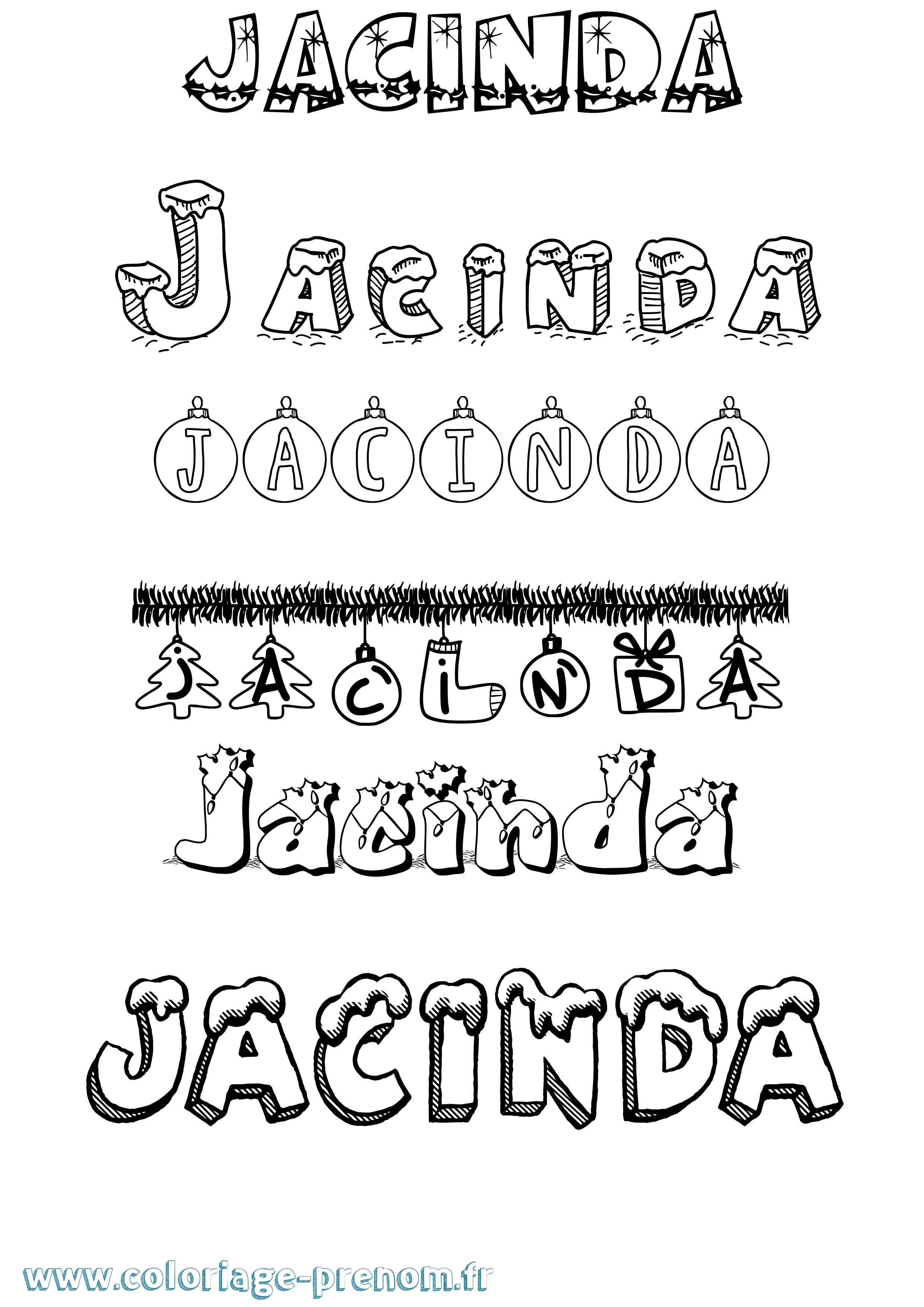 Coloriage Jacinda Noël Coloriage prénom Jacinda Noël