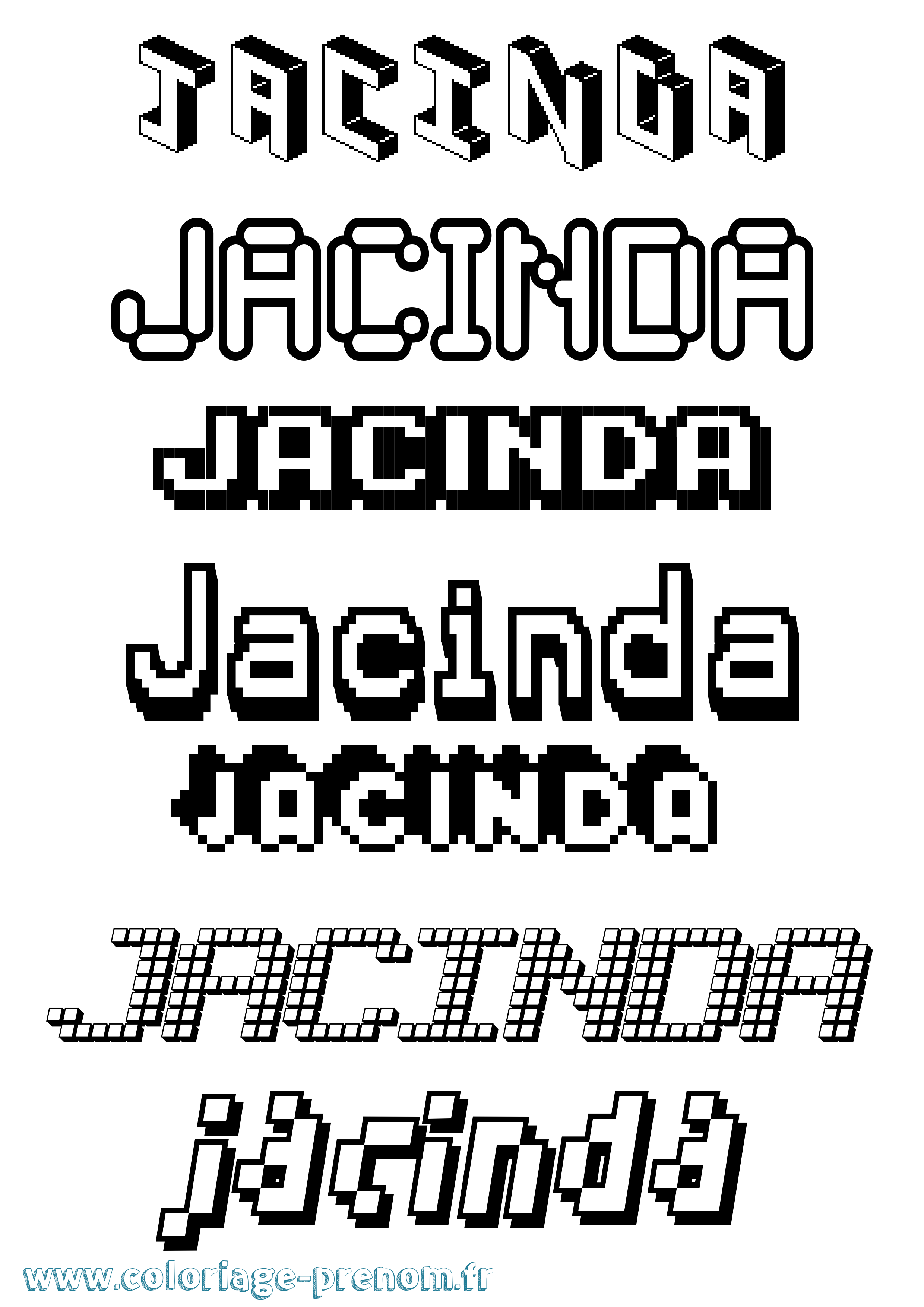Coloriage Jacinda Pixel Coloriage prénom Jacinda Pixel
