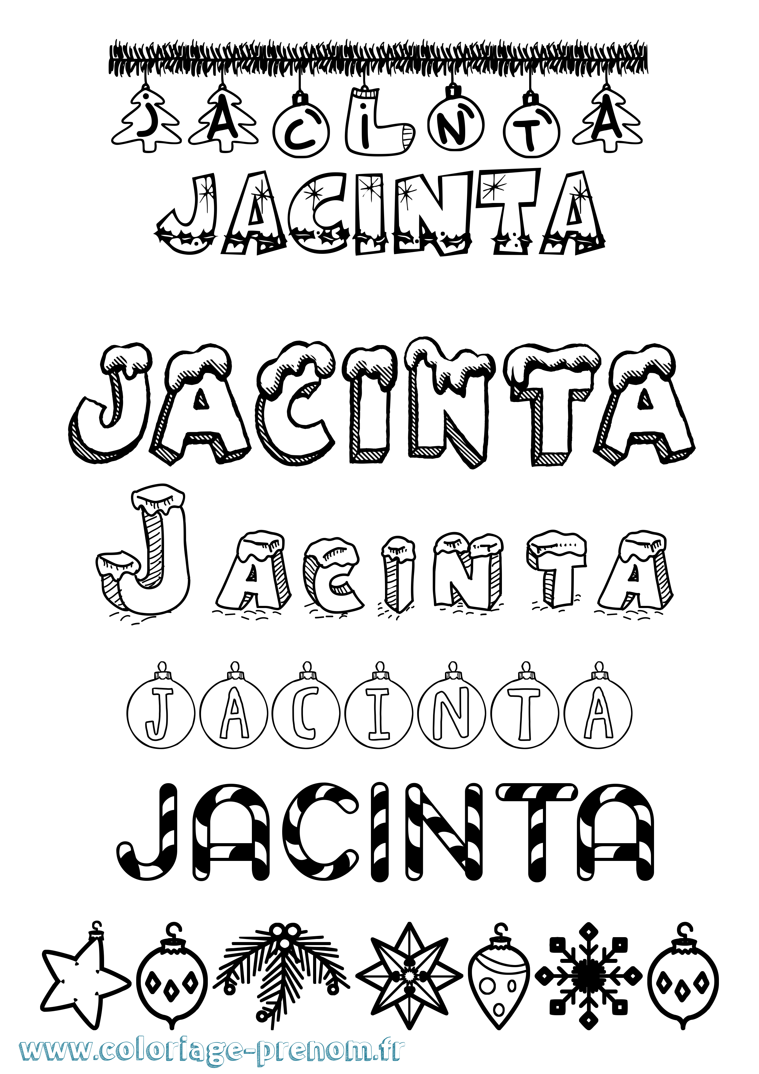 Coloriage prénom Jacinta Noël