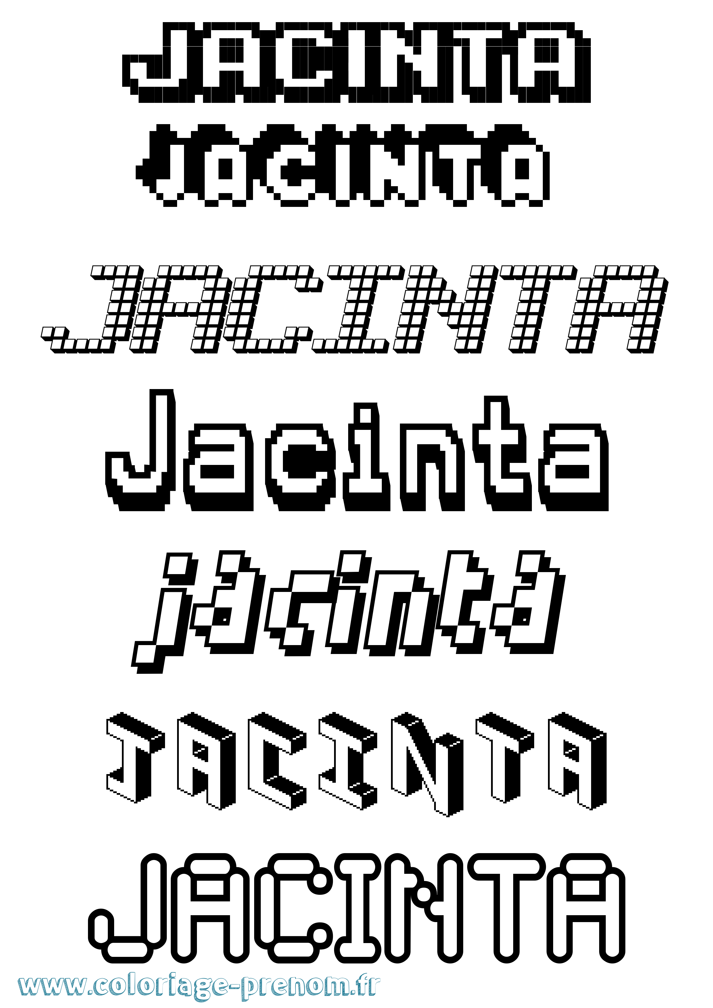 Coloriage prénom Jacinta Pixel