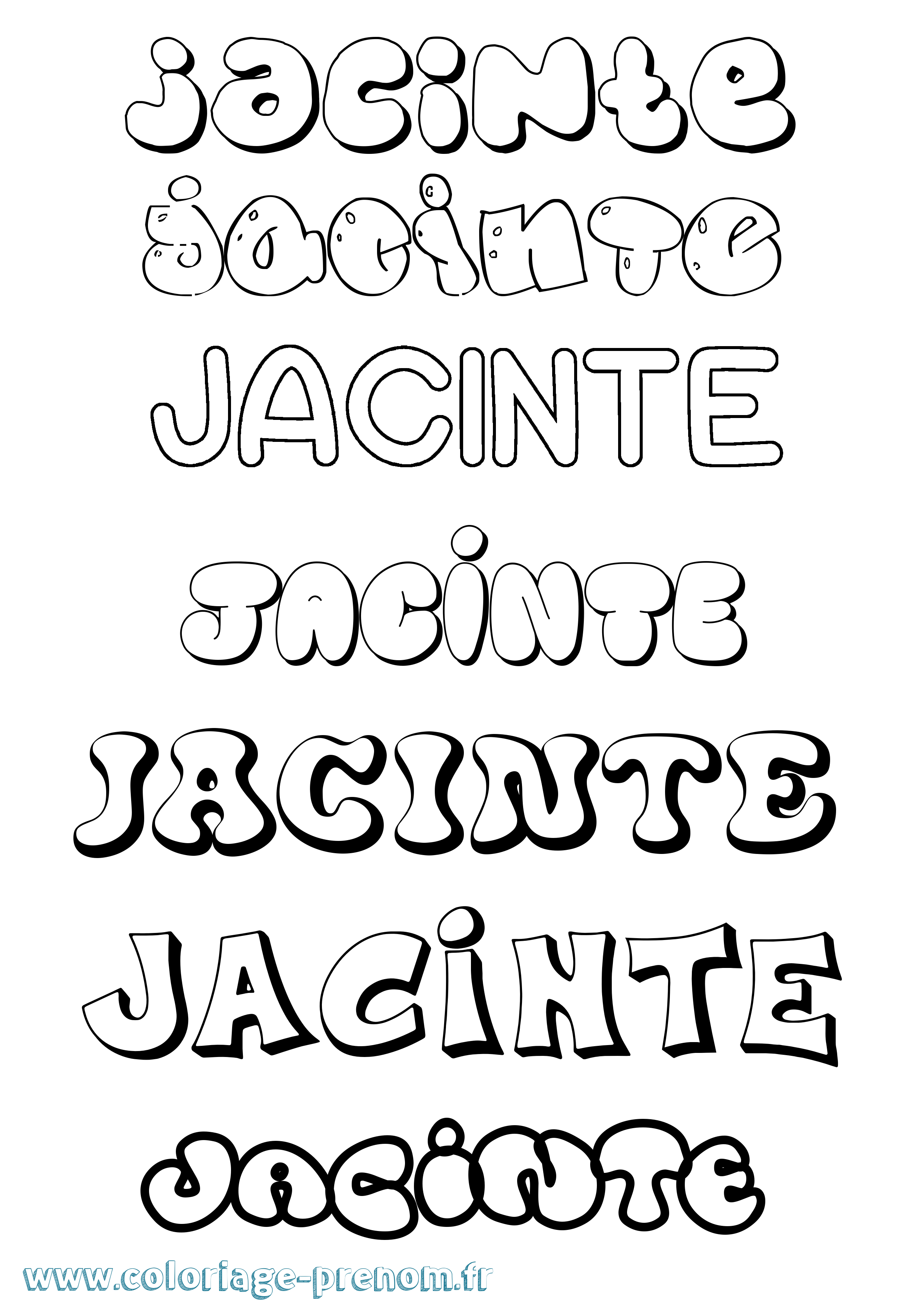 Coloriage prénom Jacinte Bubble