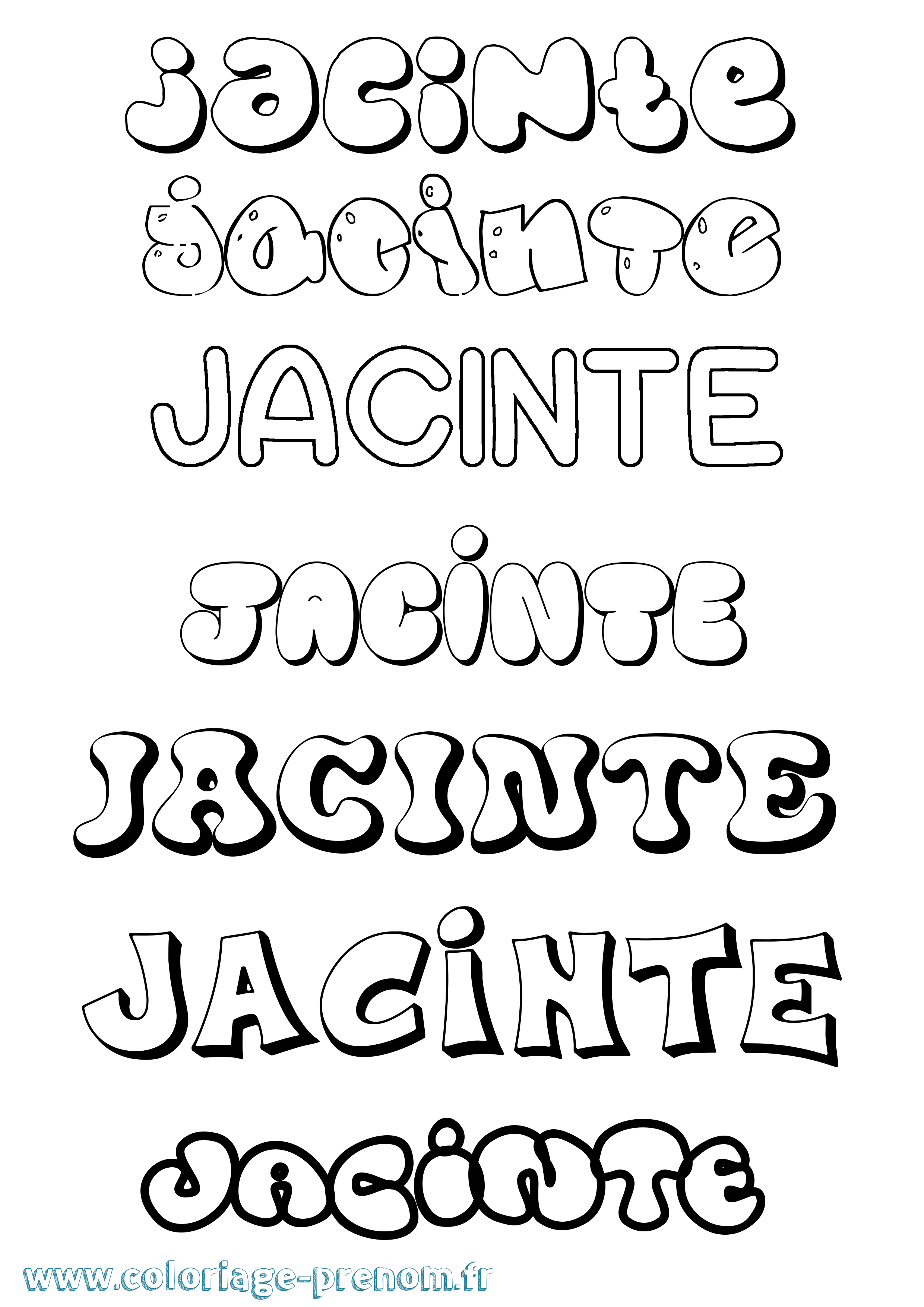 Coloriage Jacinte Bubble Coloriage prénom Jacinte Bubble