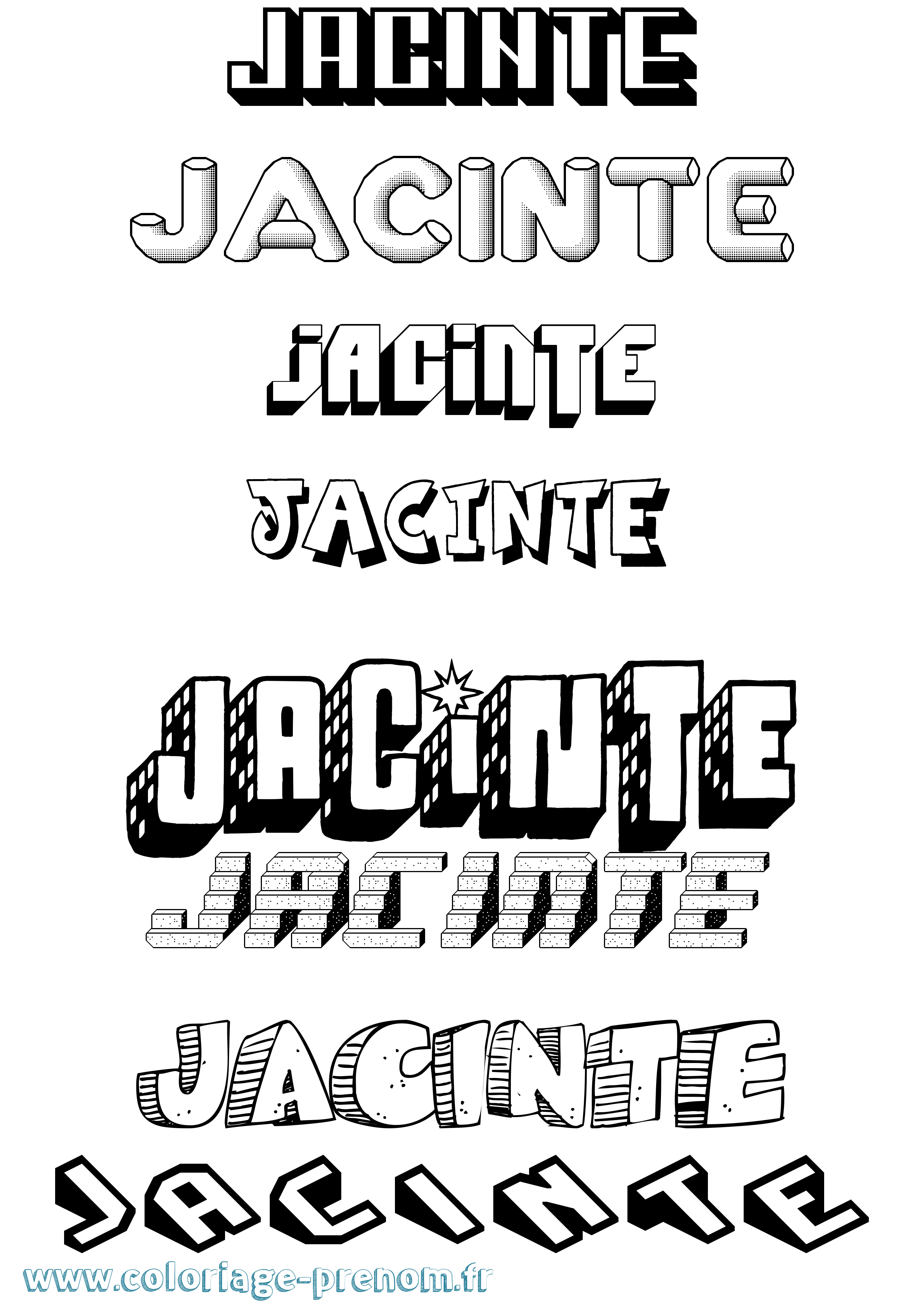 Coloriage prénom Jacinte Effet 3D