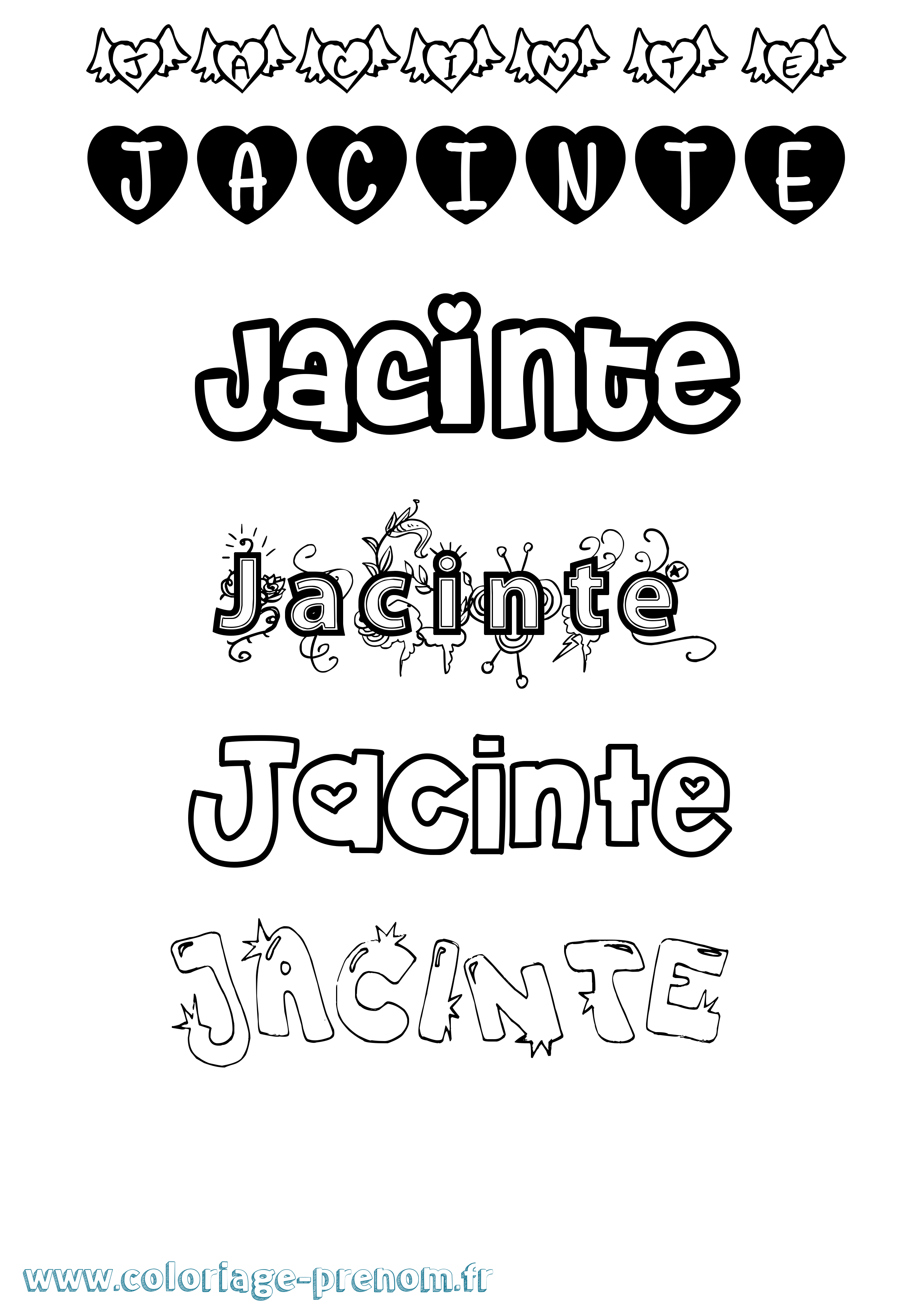 Coloriage Jacinte Girly Coloriage prénom Jacinte Girly