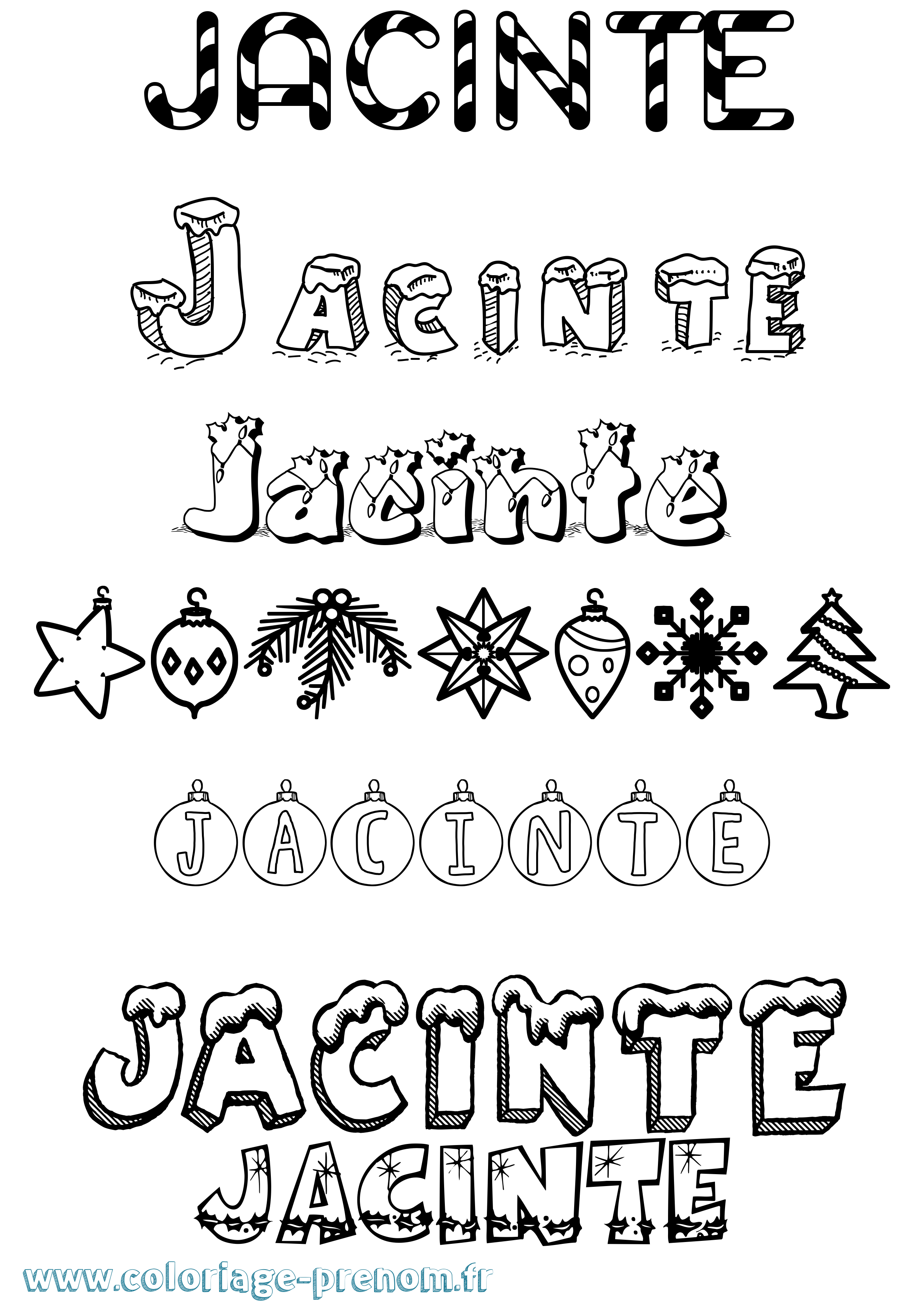 Coloriage Jacinte Noël Coloriage prénom Jacinte Noël