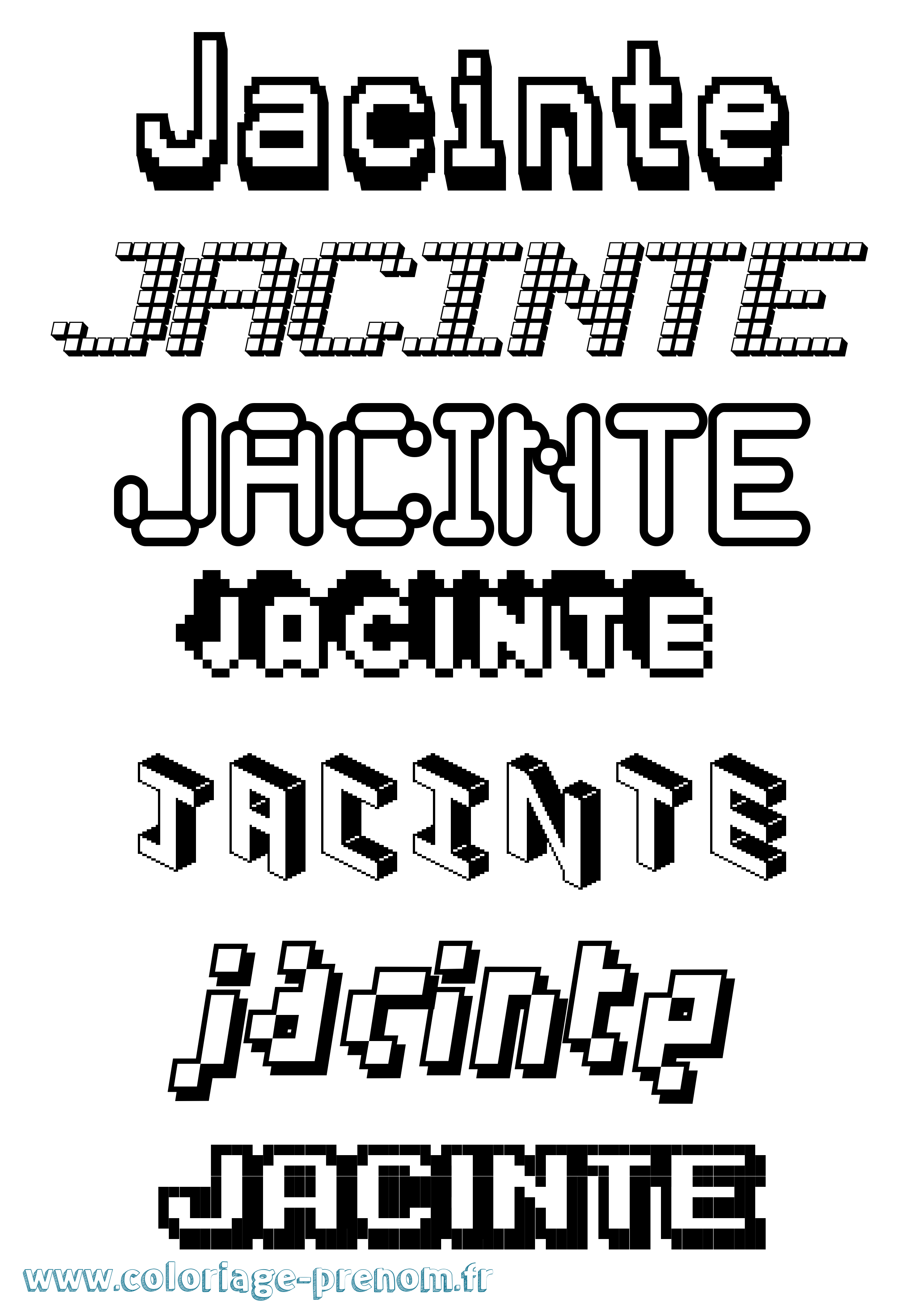 Coloriage prénom Jacinte Pixel