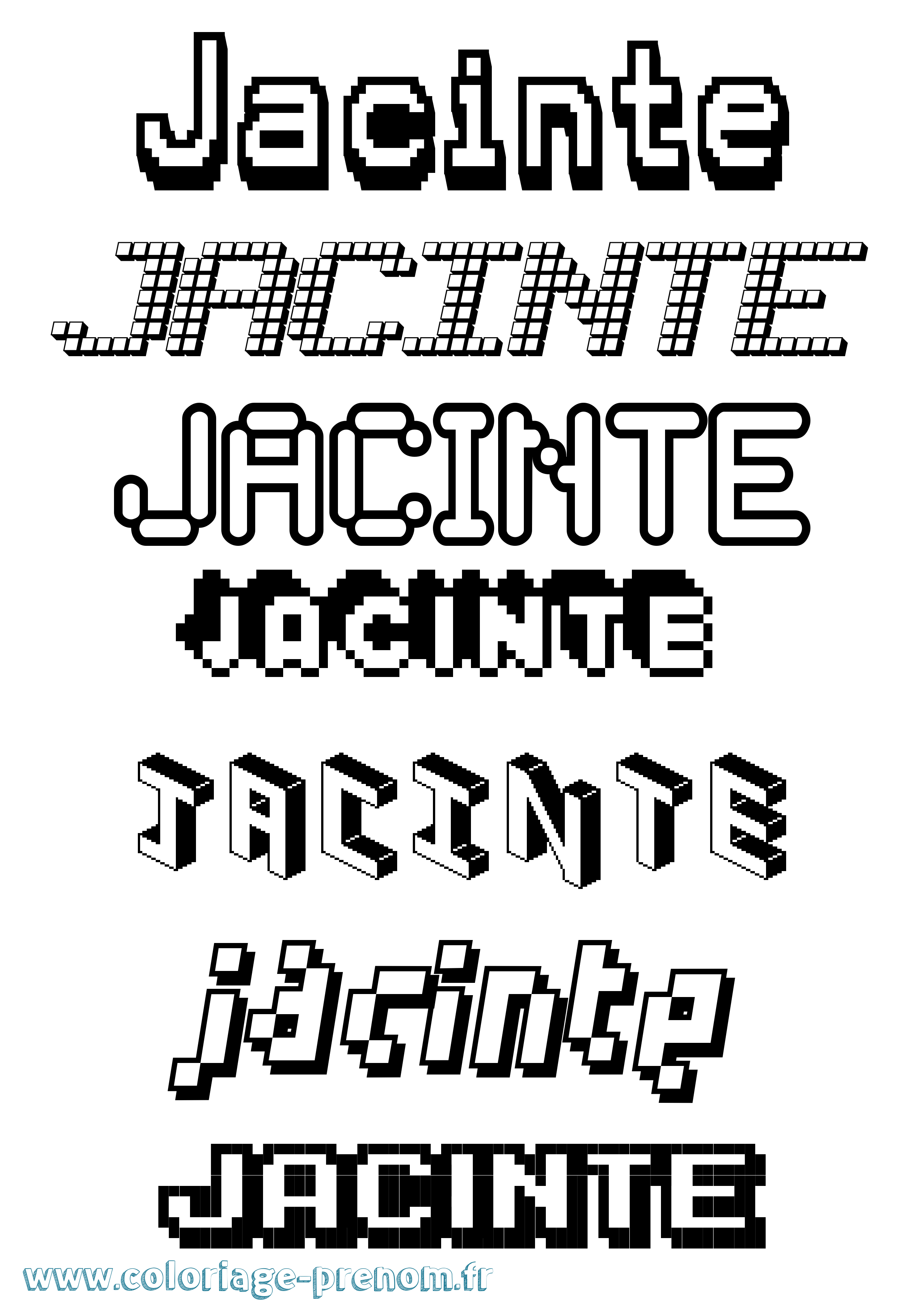 Coloriage Jacinte Pixel Coloriage prénom Jacinte Pixel