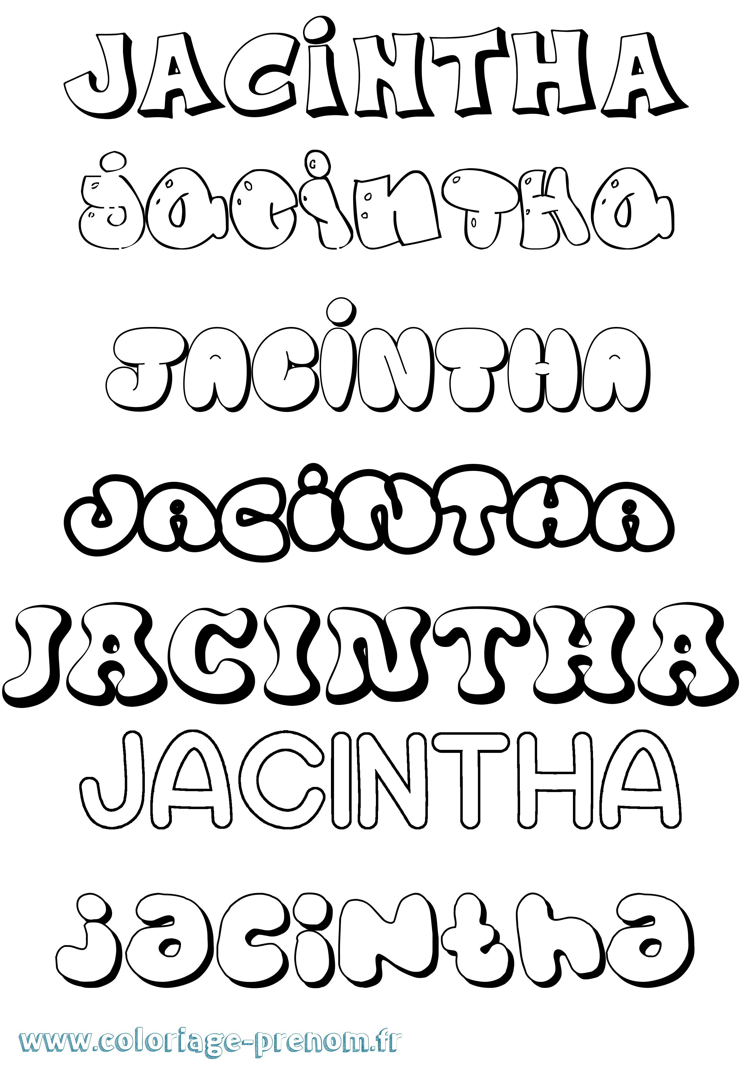 Coloriage prénom Jacintha Bubble