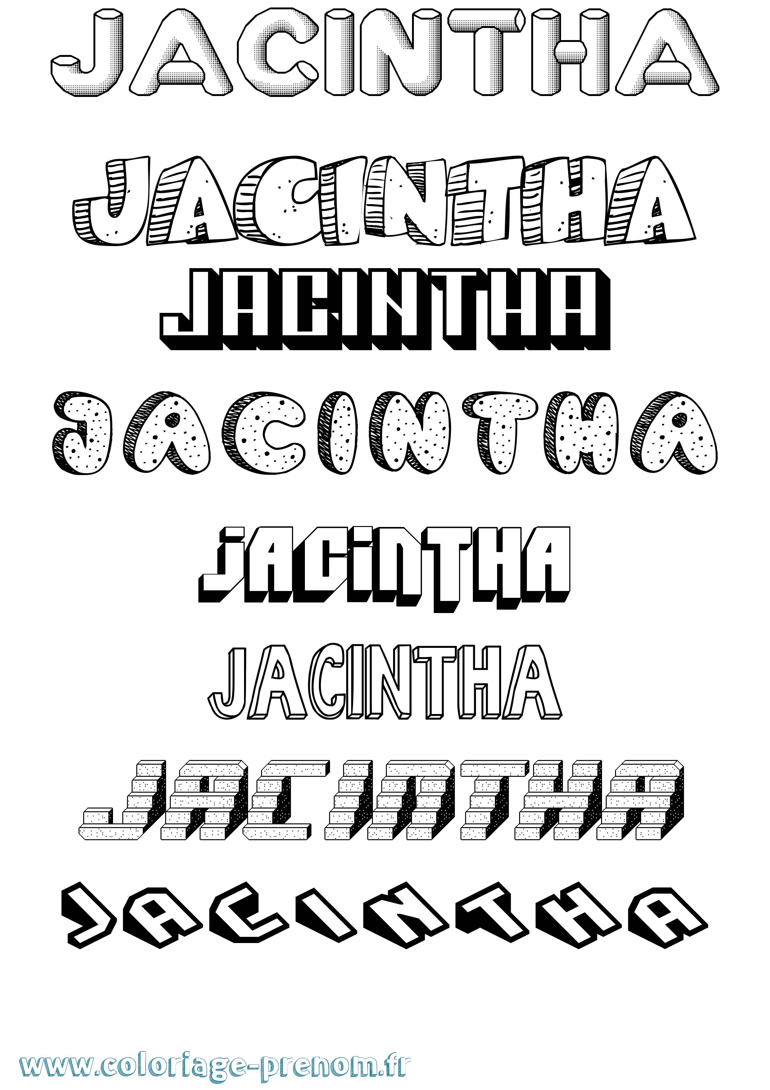 Coloriage prénom Jacintha Effet 3D