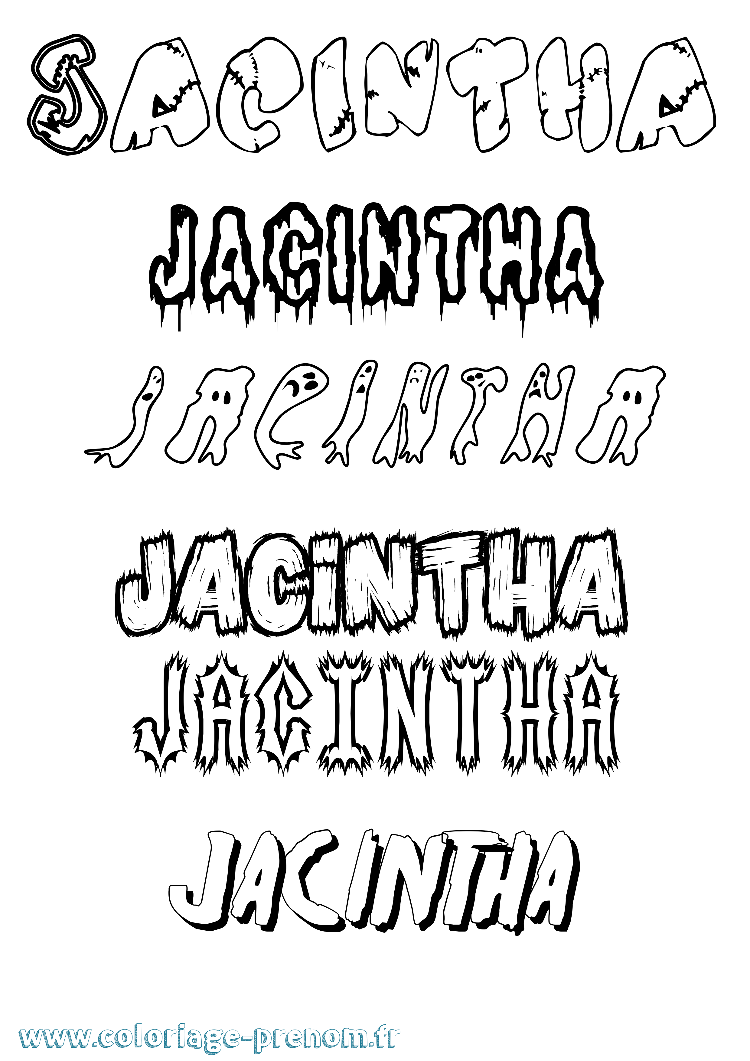 Coloriage prénom Jacintha Frisson