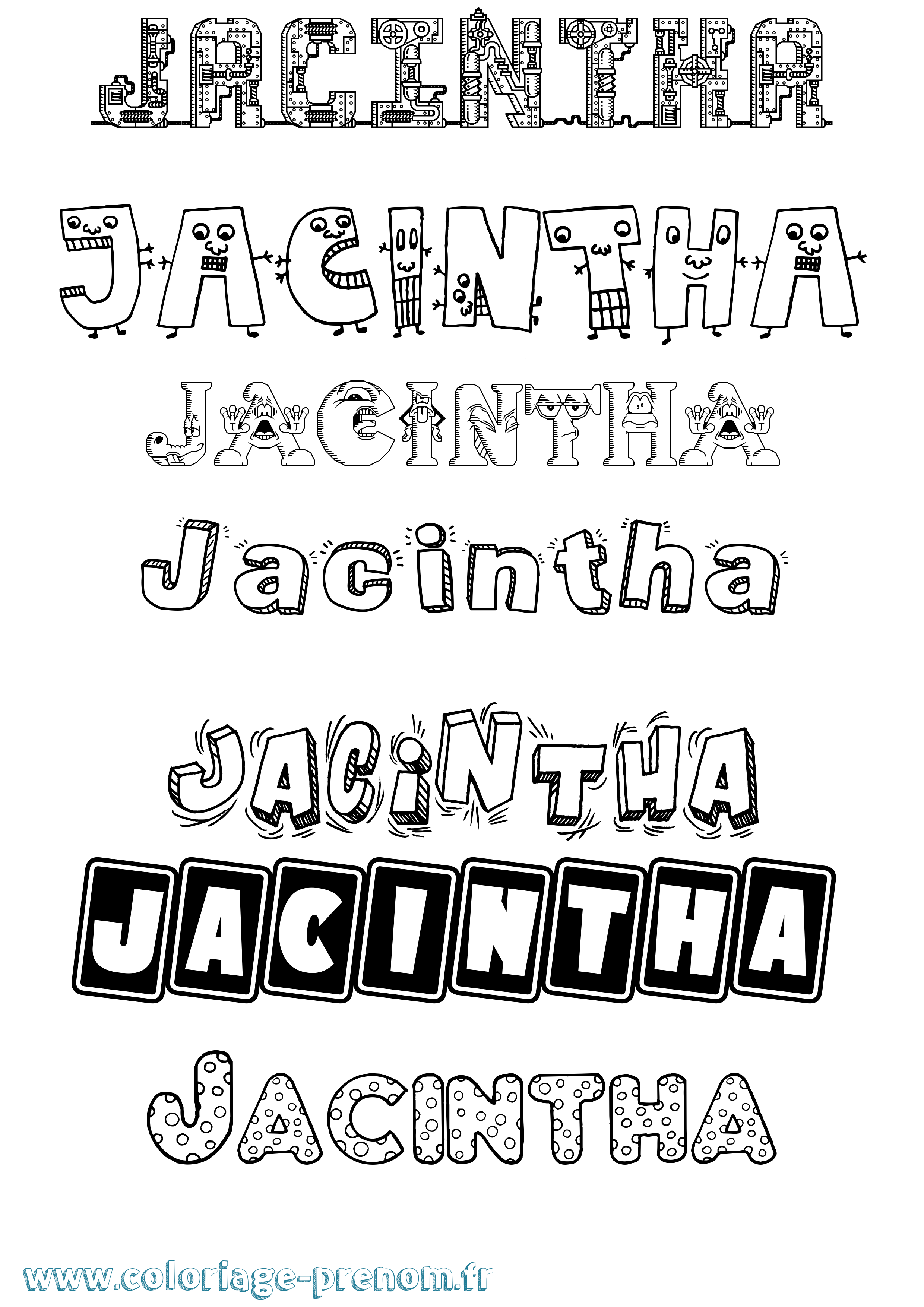 Coloriage prénom Jacintha Fun