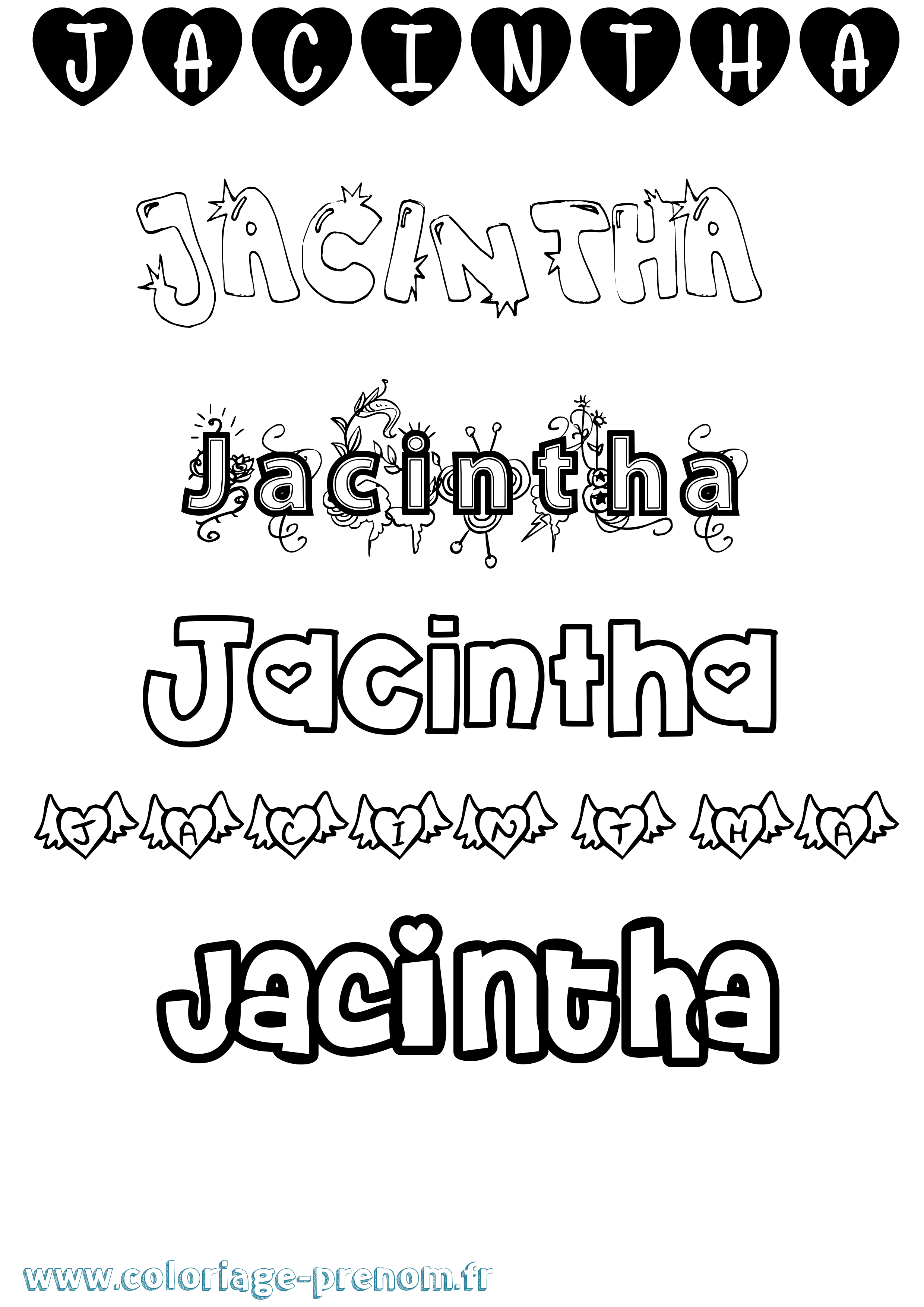 Coloriage prénom Jacintha Girly