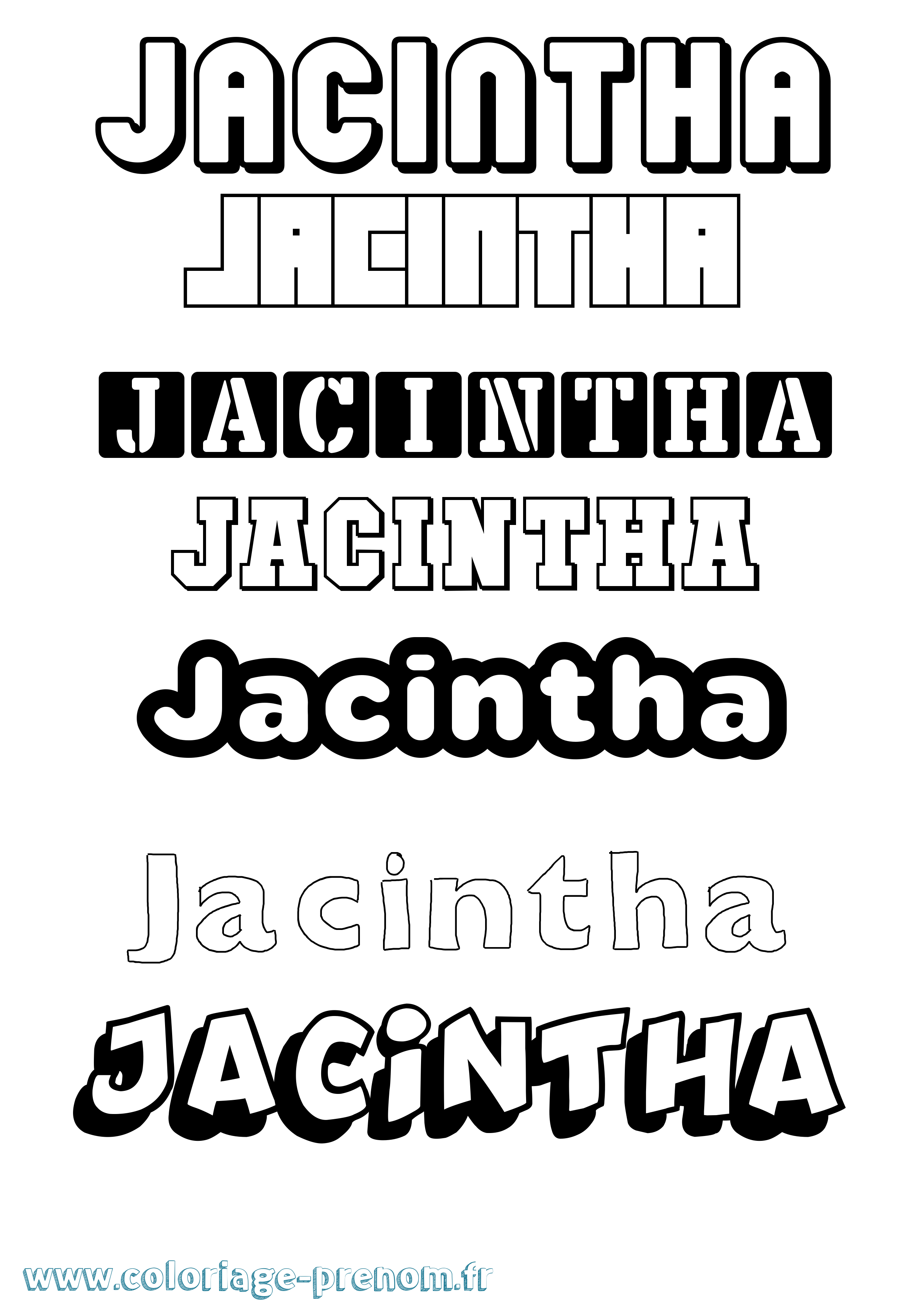 Coloriage prénom Jacintha Simple