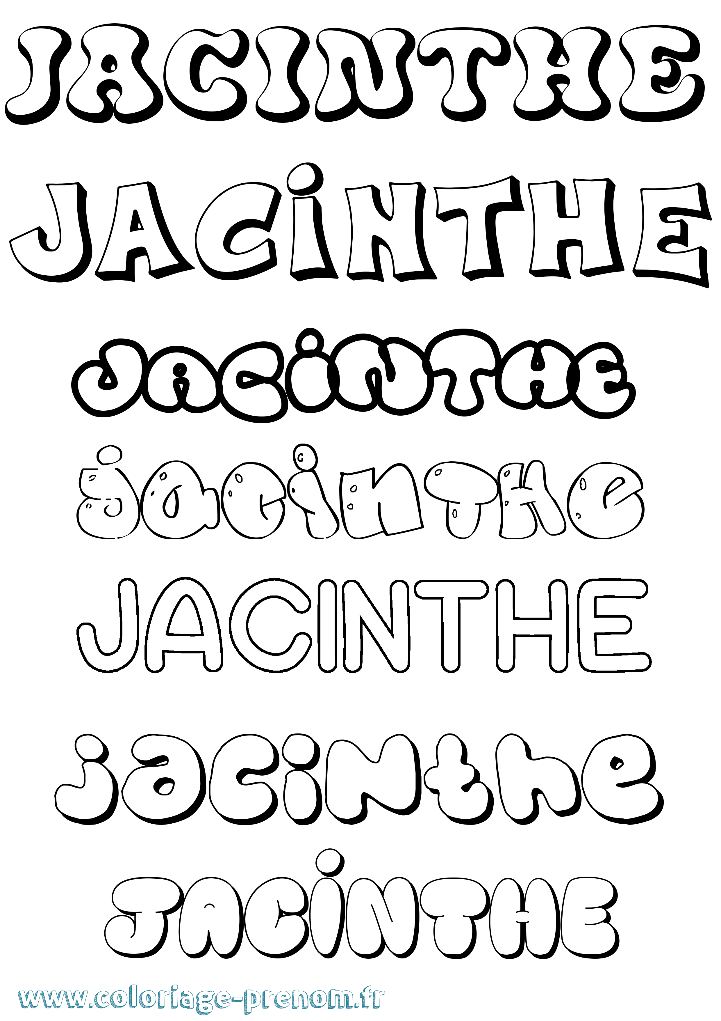 Coloriage prénom Jacinthe Bubble