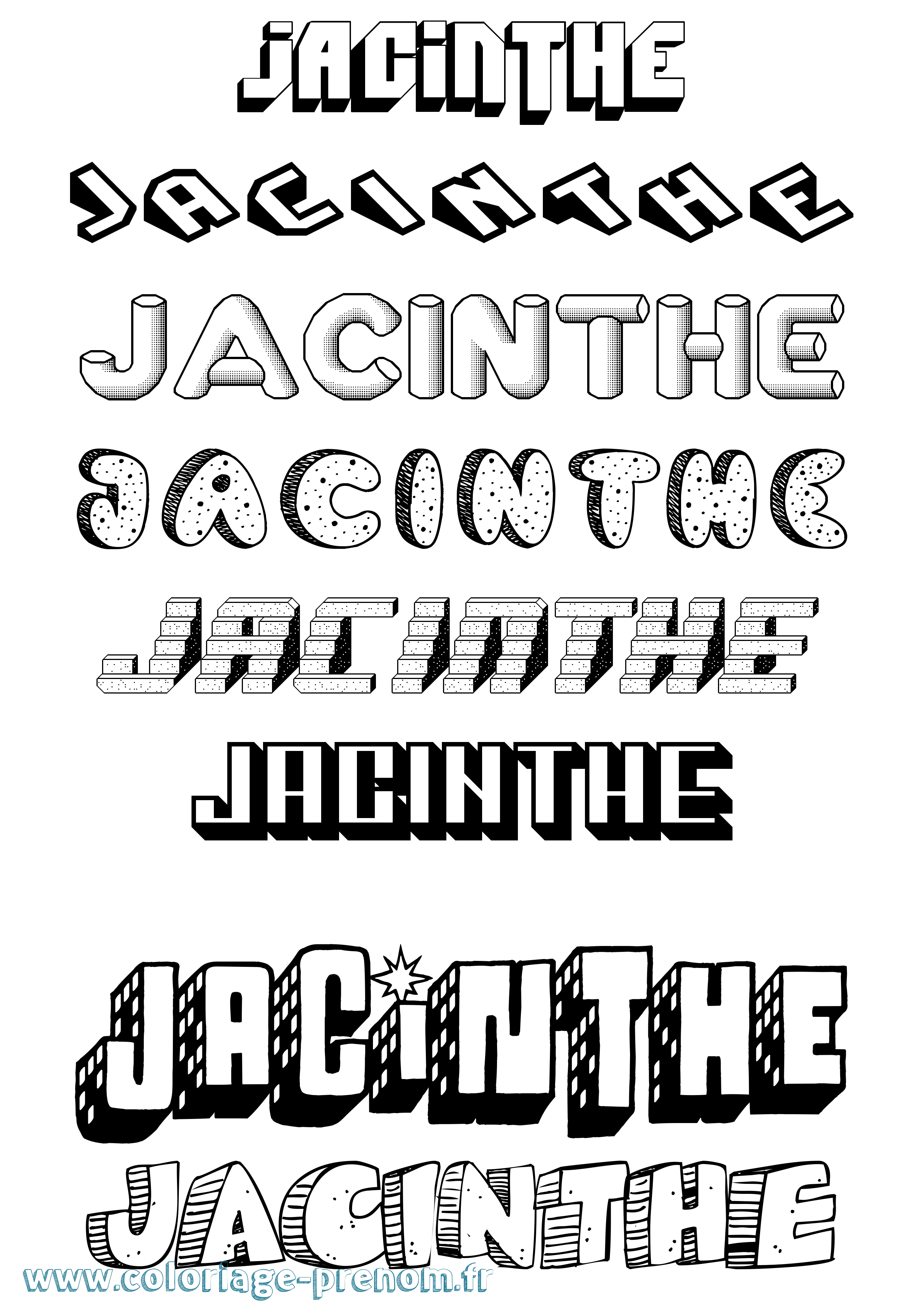 Coloriage prénom Jacinthe Effet 3D
