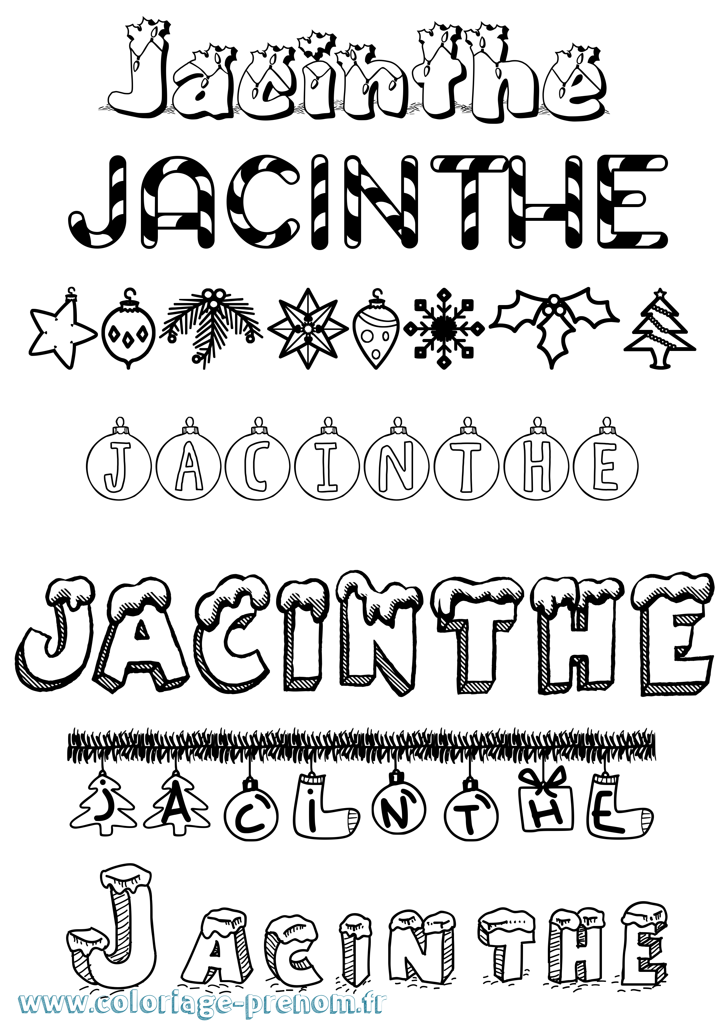 Coloriage prénom Jacinthe Noël